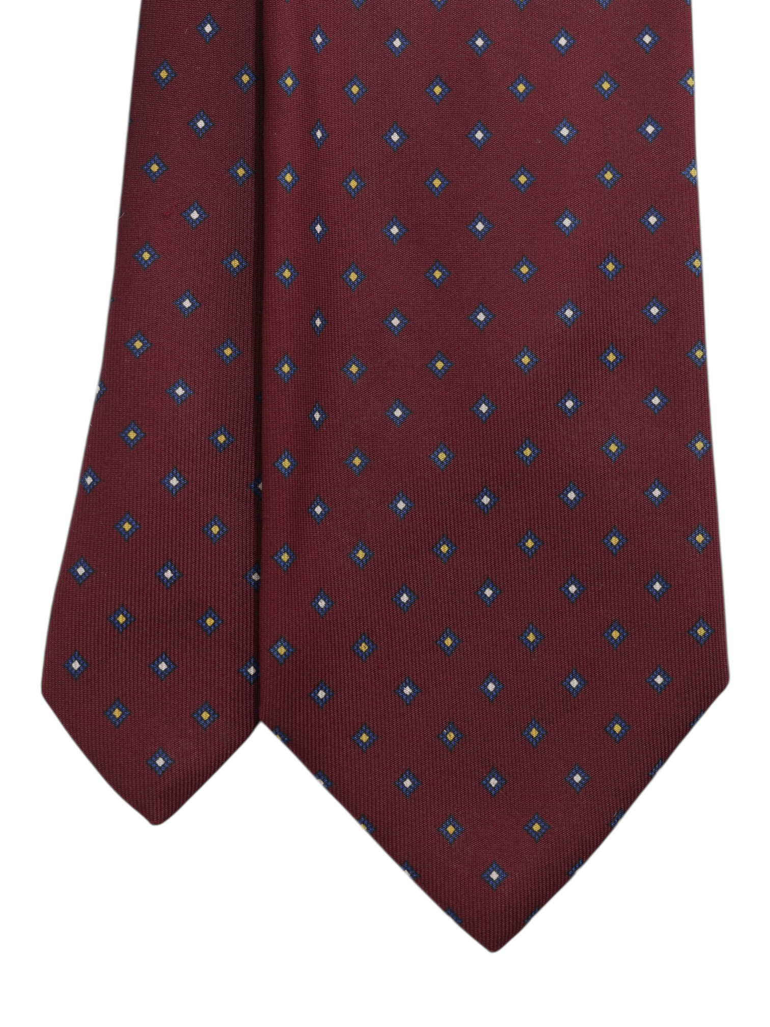 E.Marinella Dark Red & Blue Silk Diamond Pattern Tie