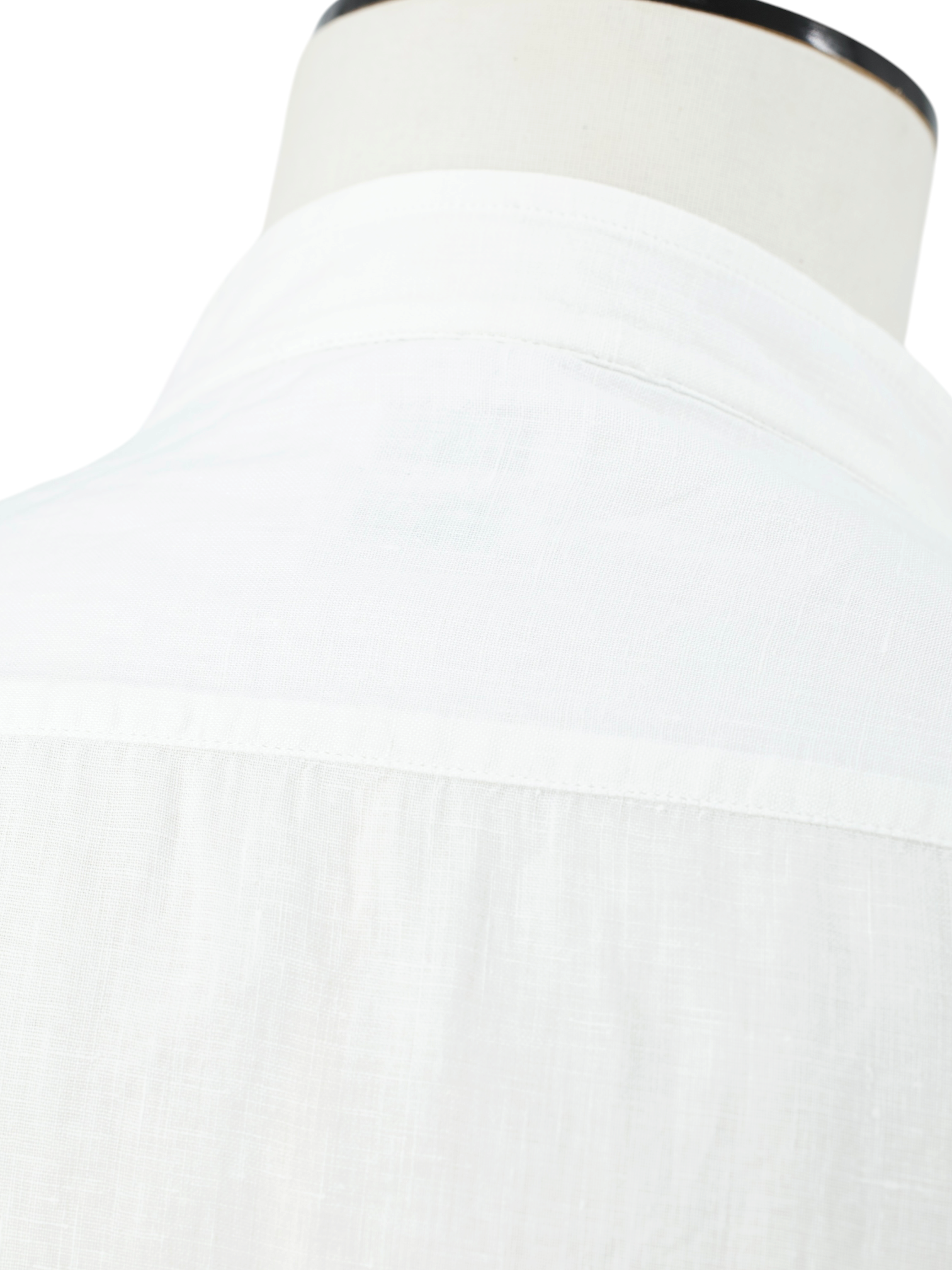 Brunello Cucinelli White Linen Mandarin-Collar Shirt