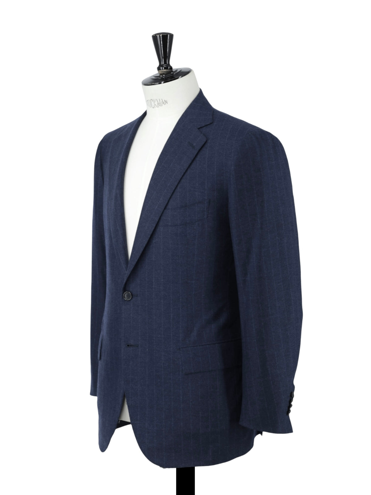 Cesare Attolini Steel Blue Cashmere-Silk Flannel Chalkstripe Suit