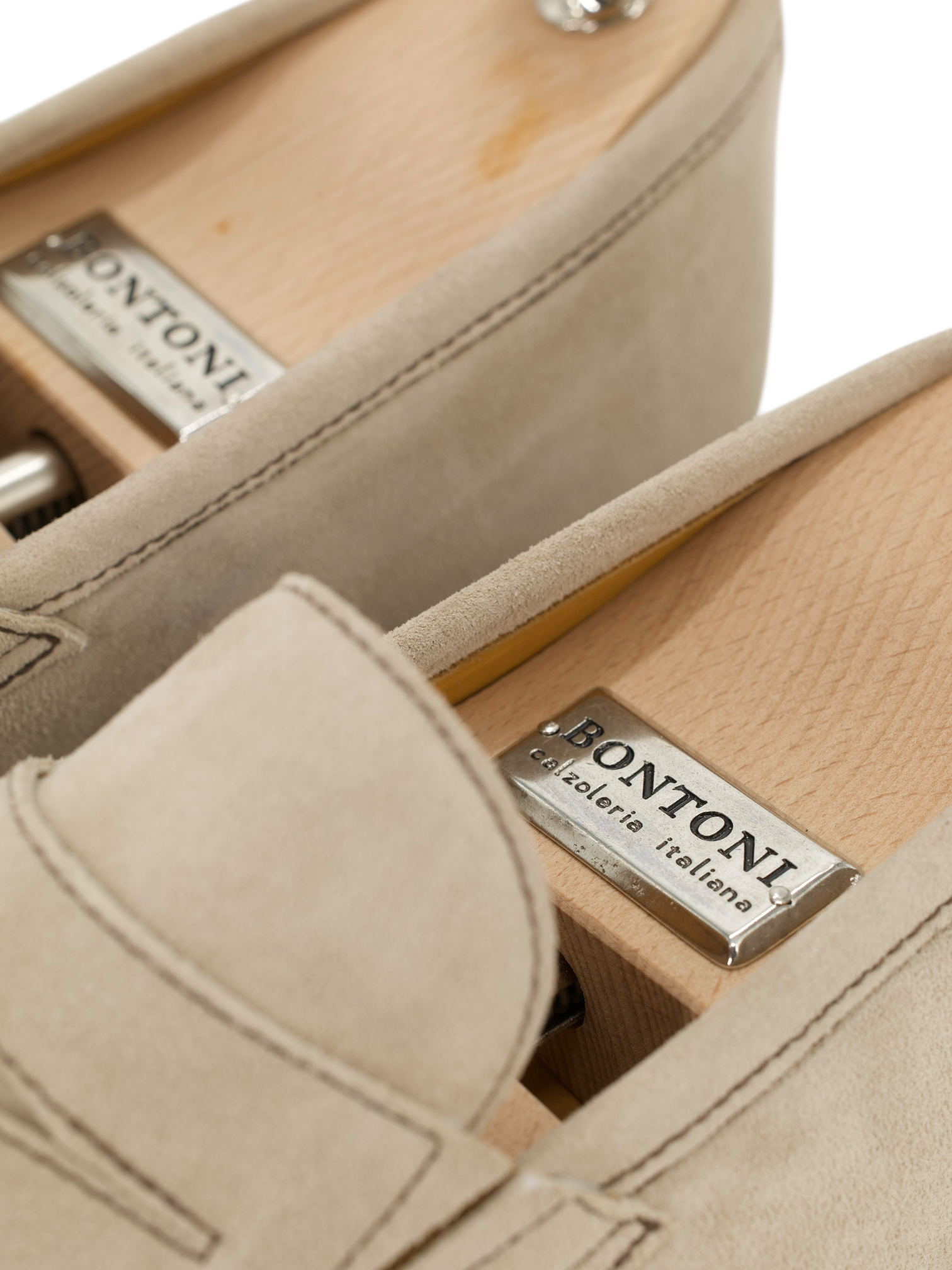 Bontoni Greige Principe Suede Lighweight Penny Loafer