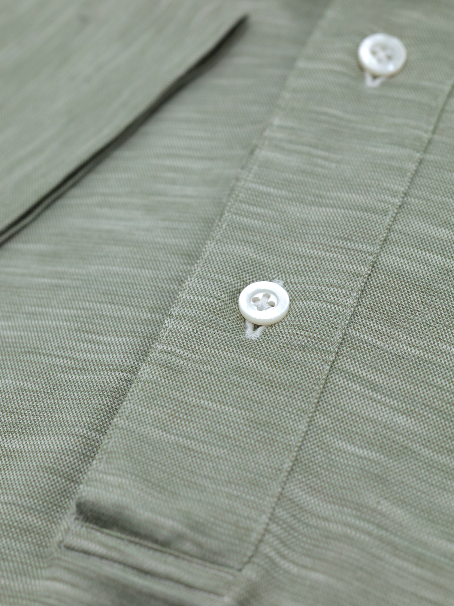 Fray Sage Green Cotton Jersey Melange Pop-Over Shirt