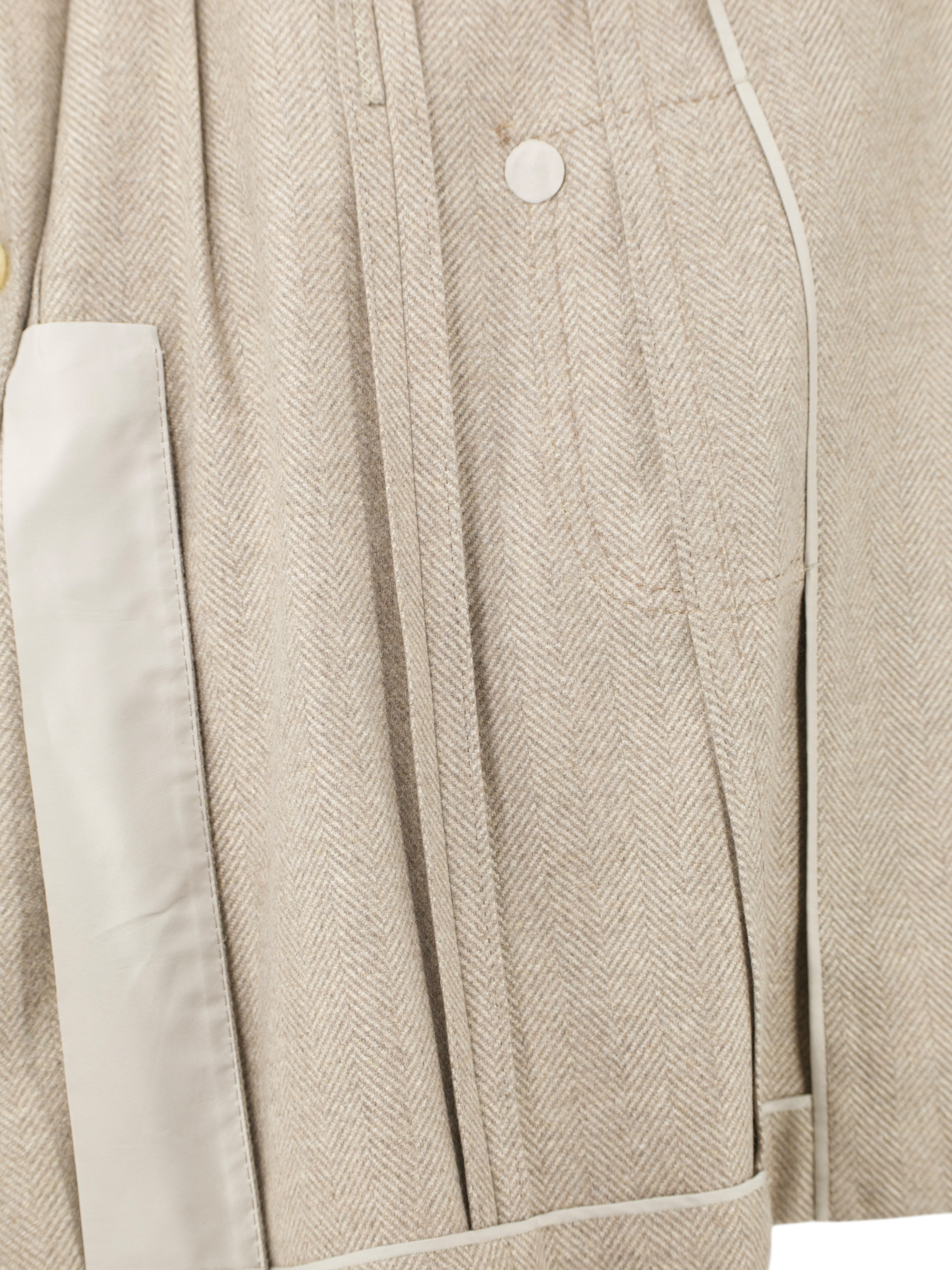 Cesare Attolini Taupe Pure Cashmere Herringbone Sartorial Polo Coat