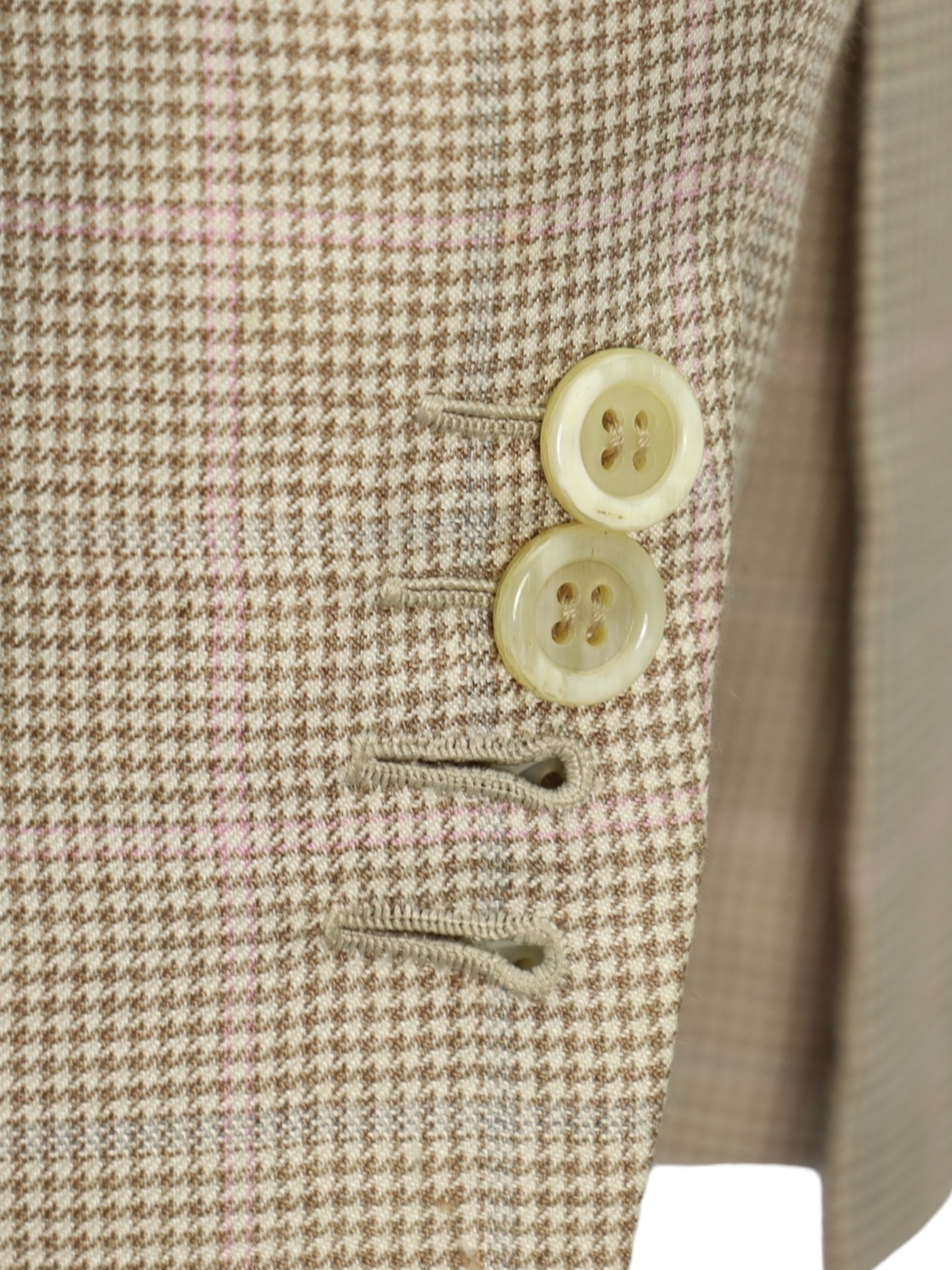 Brioni Taupe & Salmon Pink Fine-Wool Glenplaid Jacket