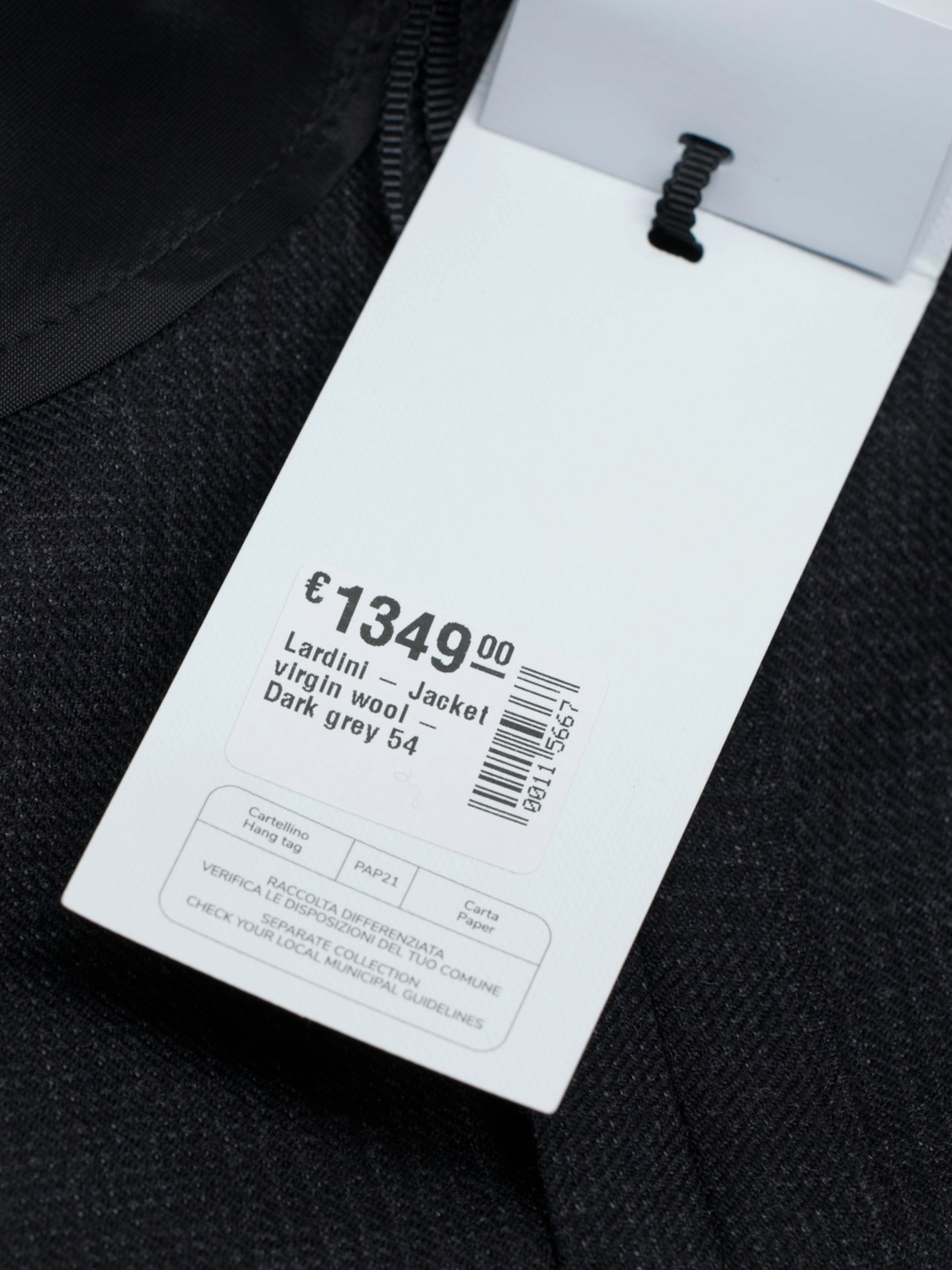 Lardini Dark Grey Pure-Wool Shadow-Check Jacket