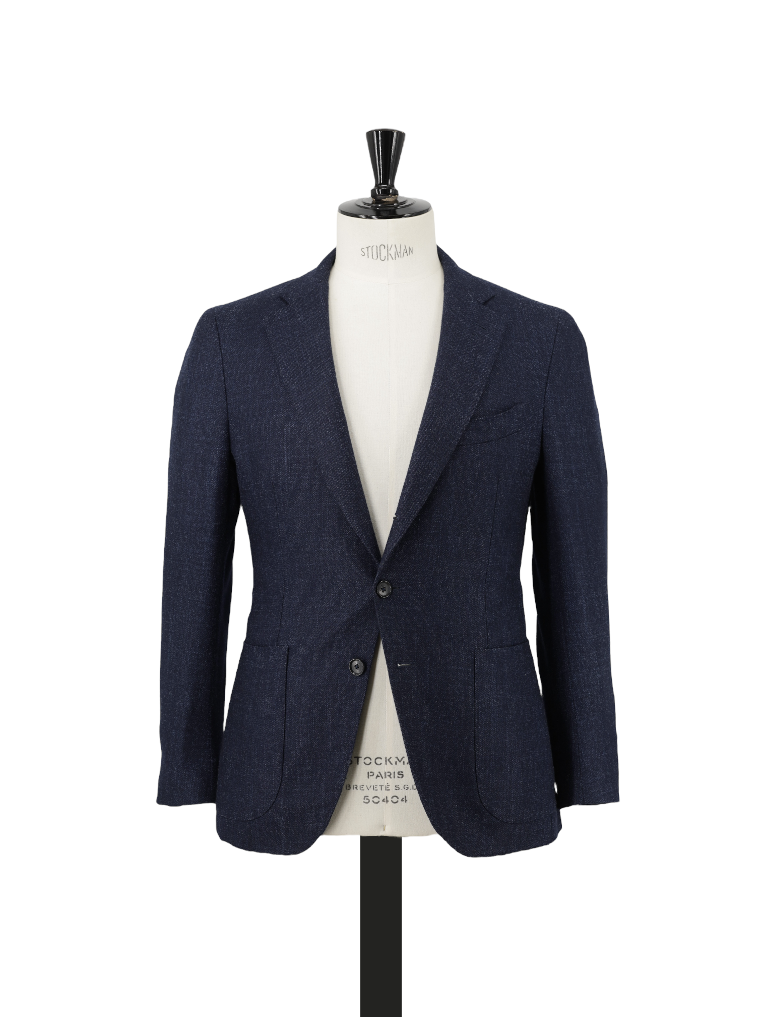 Isaia Dark Blue Wool, Silk & Cashmere Micro-Pattern “Sailor” Jacket