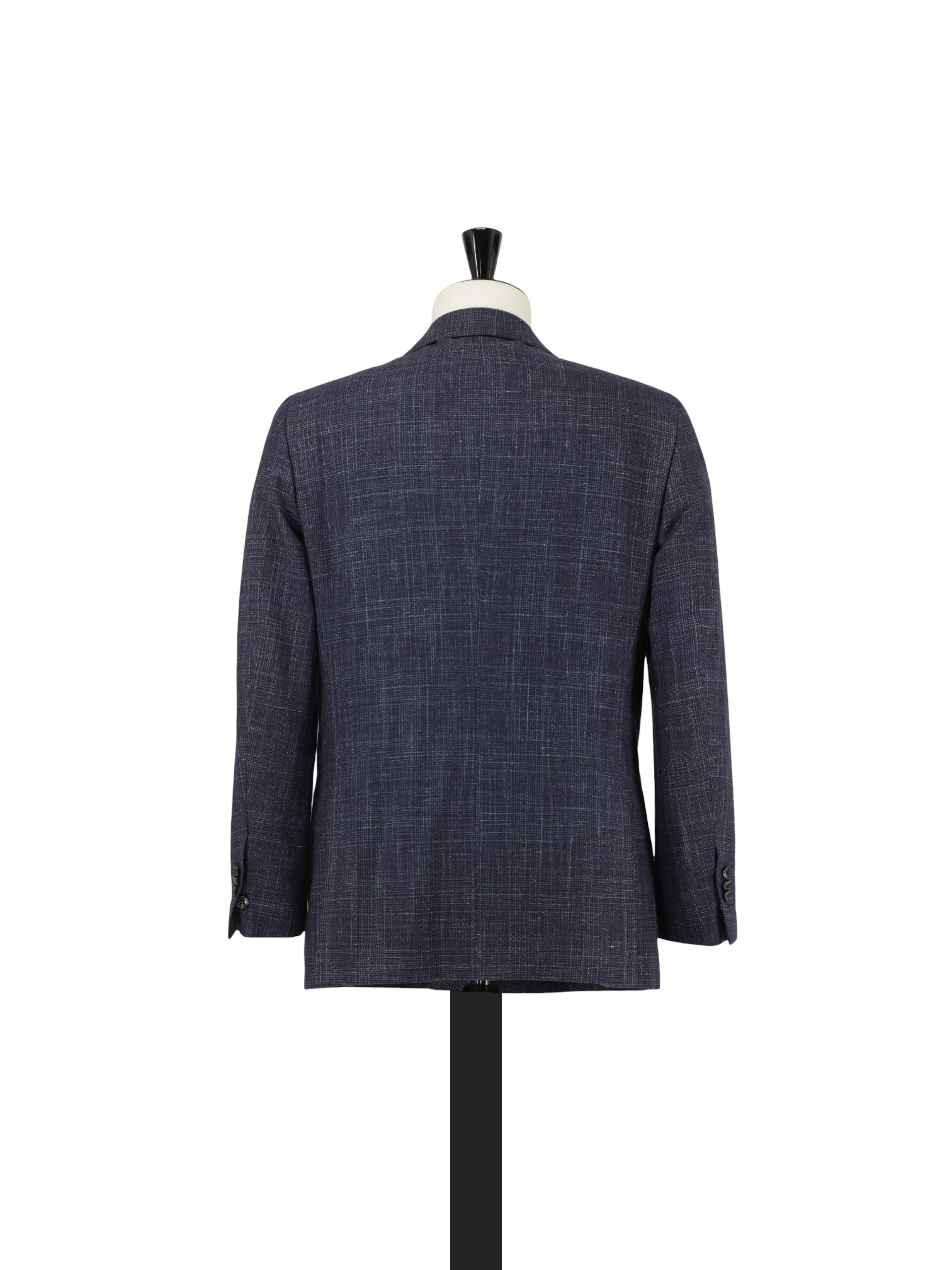 Kiton Dark Blue Cashmere, Wool, Silk & Linen Double Breasted Glenplaid Suit