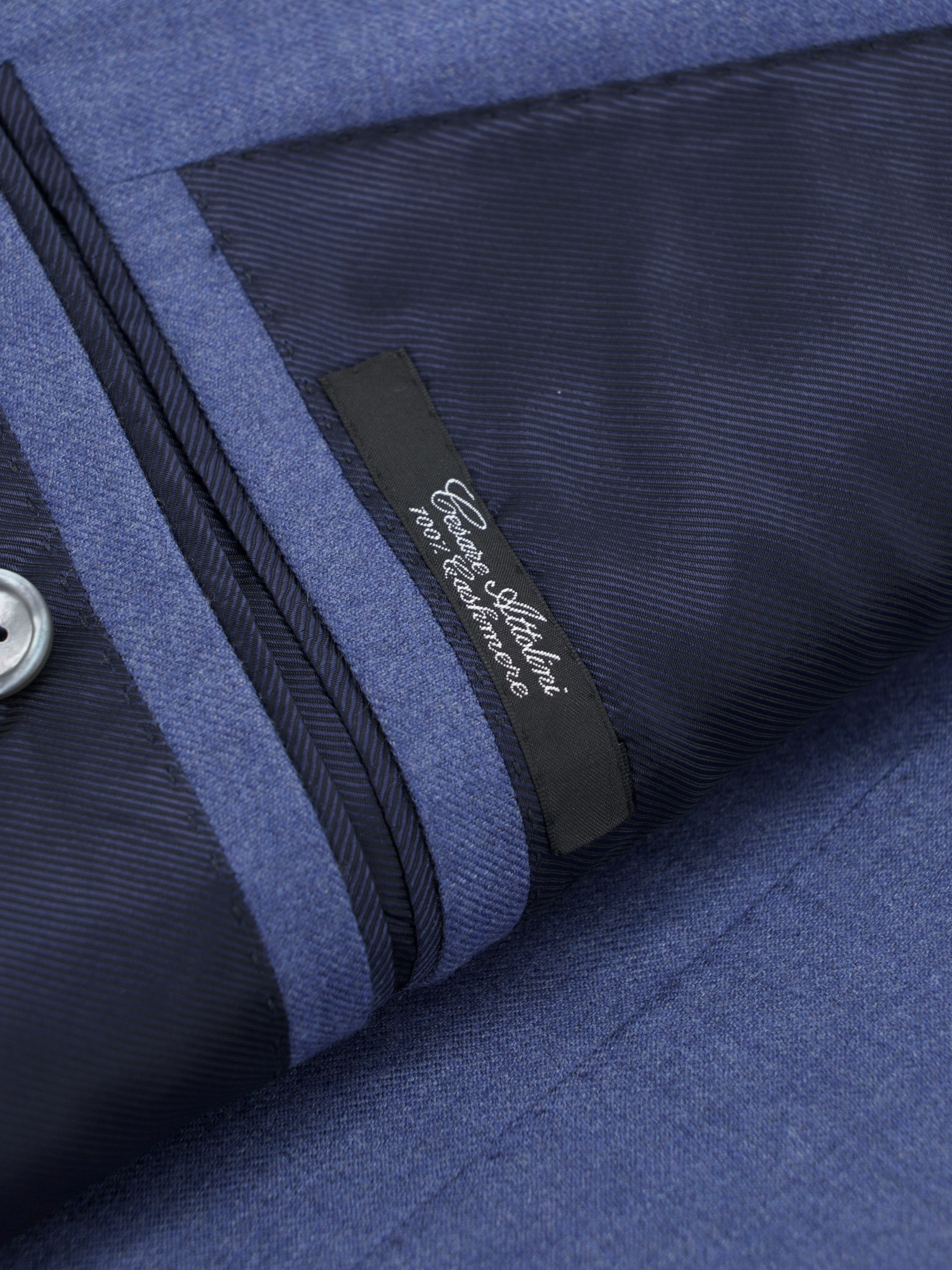 Cesare Attolini Blue Pure Cashmere Double-Breasted Twill Jacket