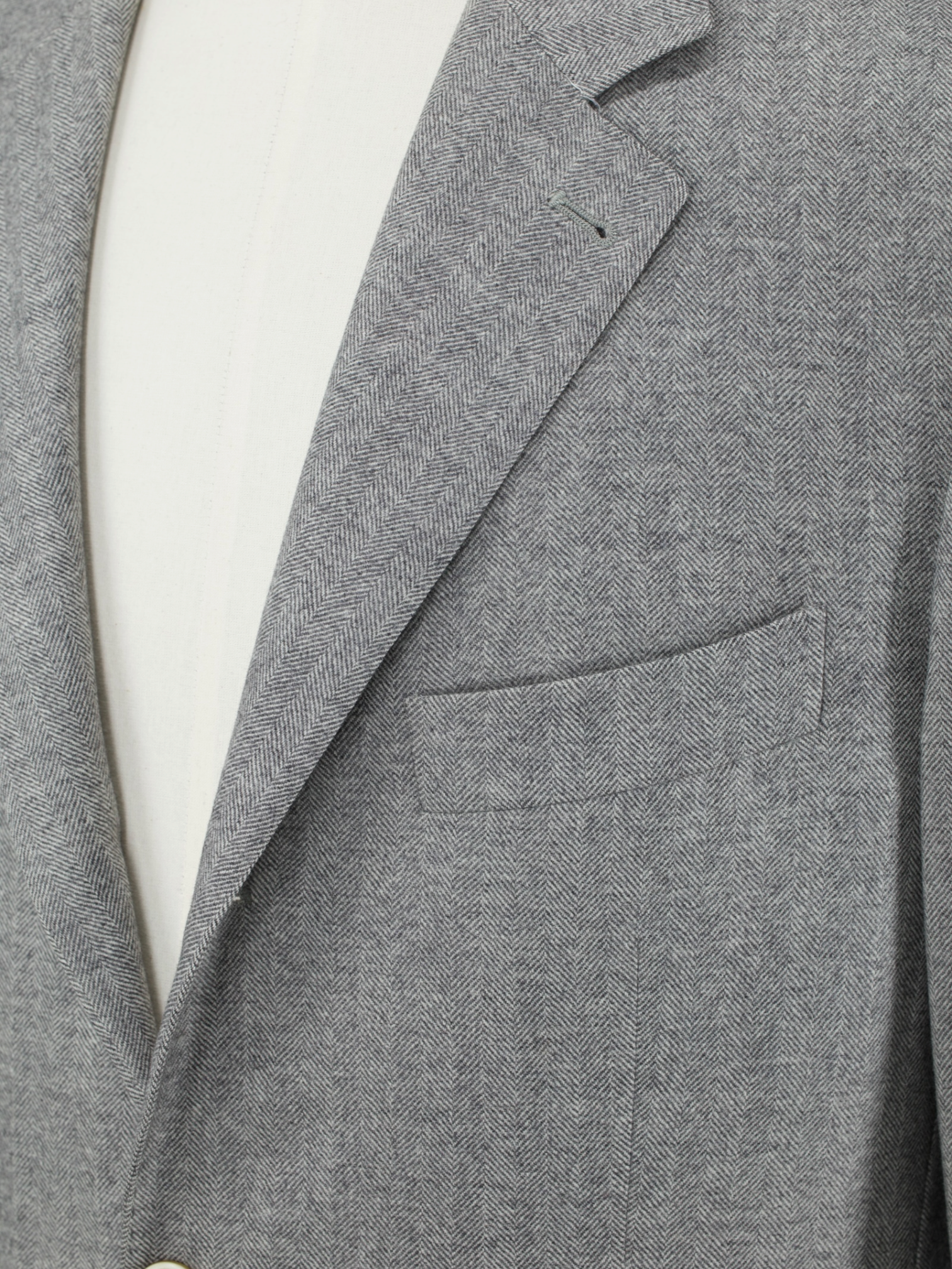 Brunello Cucinelli Grey Wool & Cashmere Elbow-Patch Herringbone Jacket