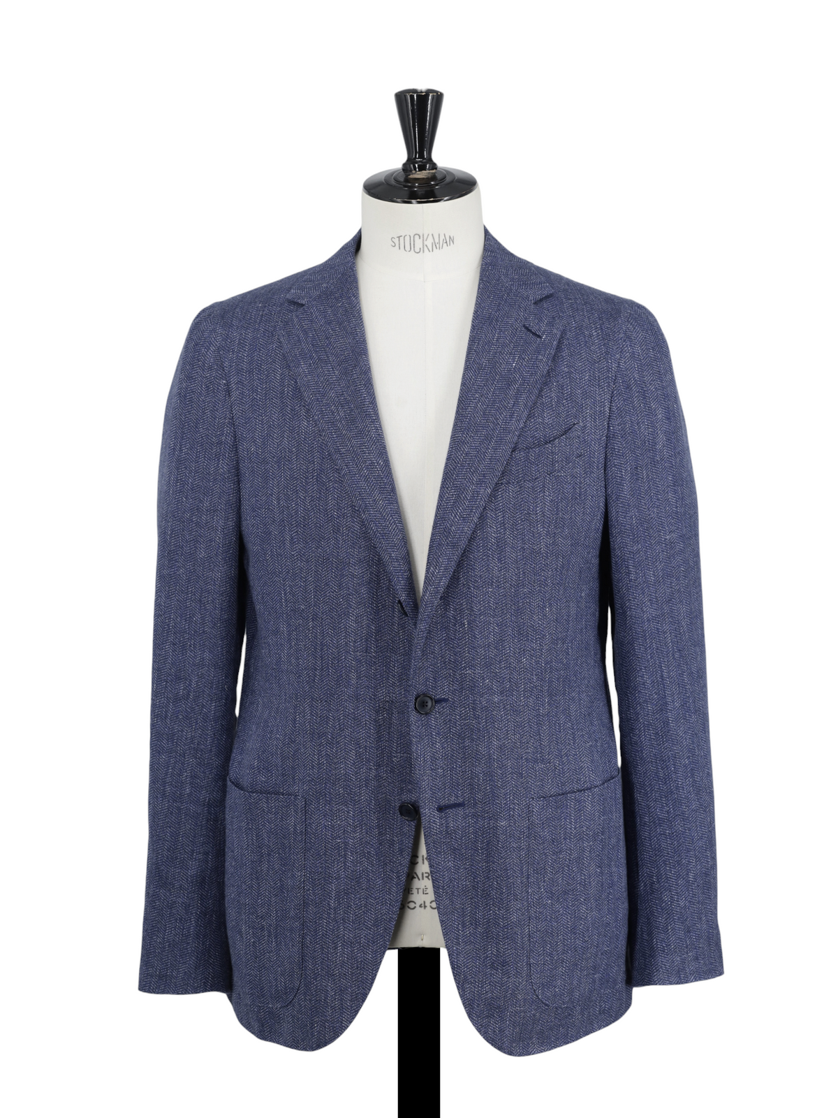 Caruso Denim Blue Linen & Cotton Herringbone Aida Jacket
