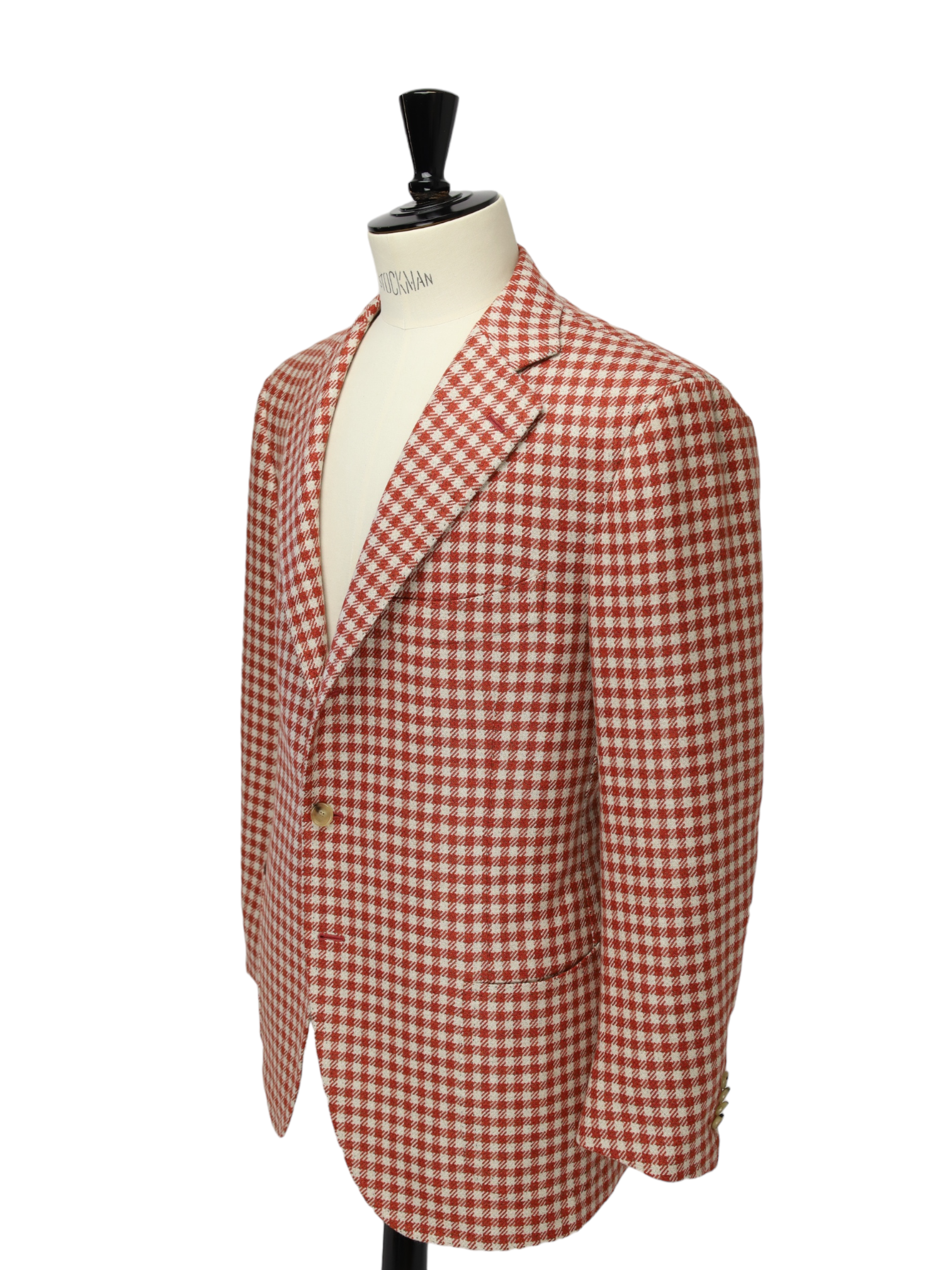 Cesare Attolini Red Gingham Check Cashmere Jacket