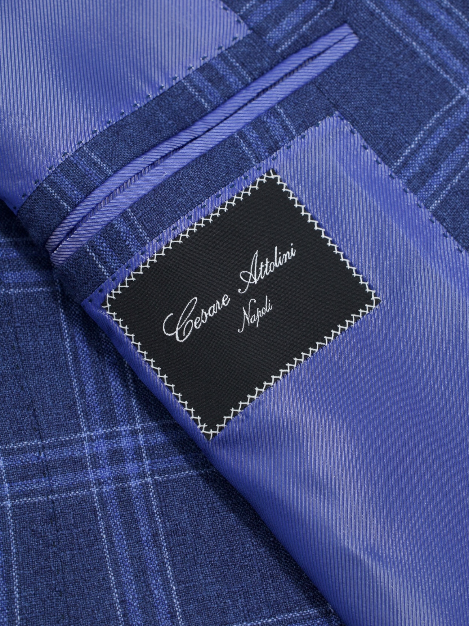 Cesare Attolini Blue Silk & Cashmere Checkered Jacket