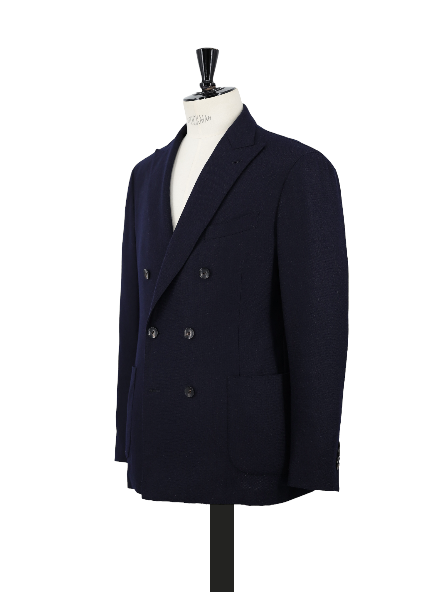 Lardini Navy Pure-Wool Double Breasted Micro-Structure Jacket