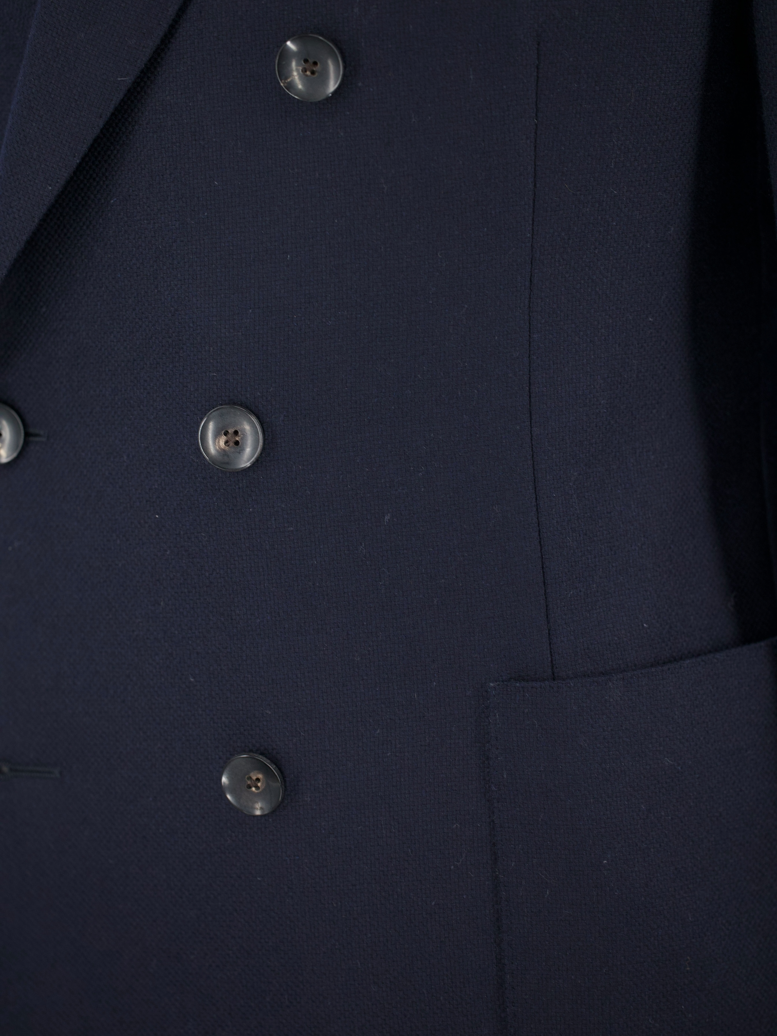 Lardini Navy Pure-Wool Double Breasted Micro-Structure Jacket