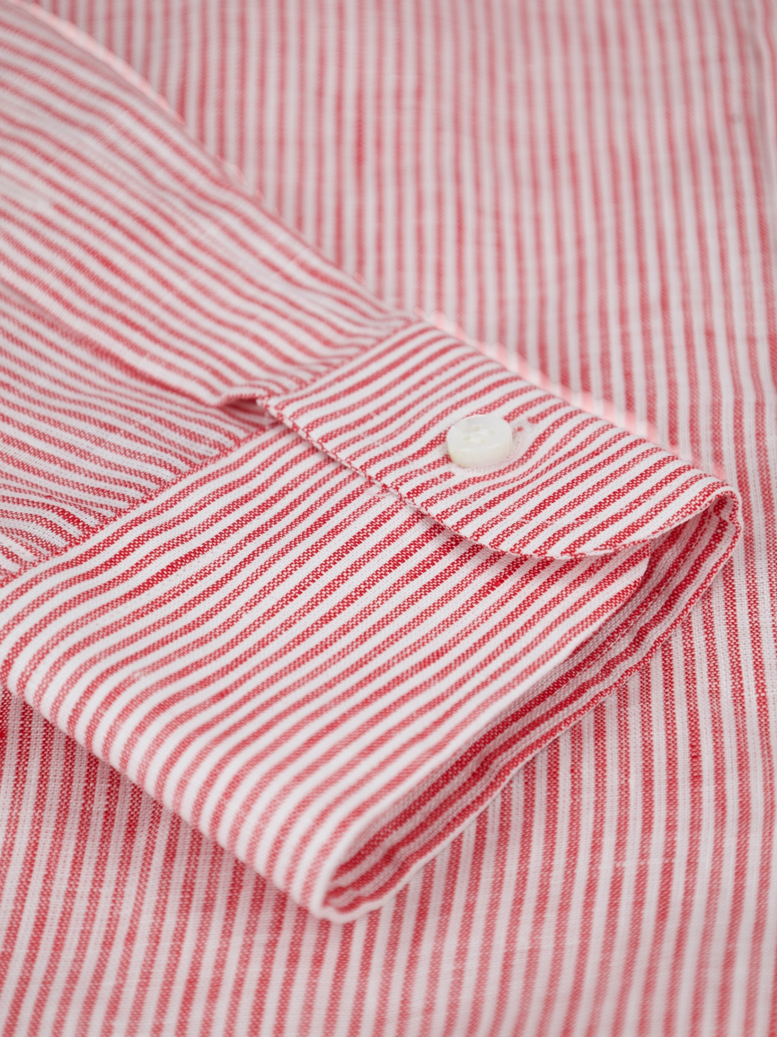 Loro Piana Red Pinstripe Button-Down Linen Shirt