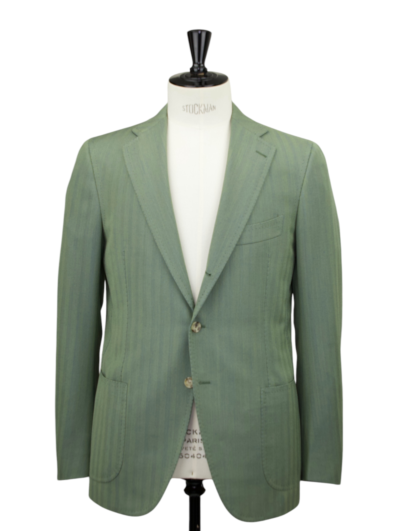 Cesare Attolini Forest-Sage Green Wool Herringbone "Solaro" Suit