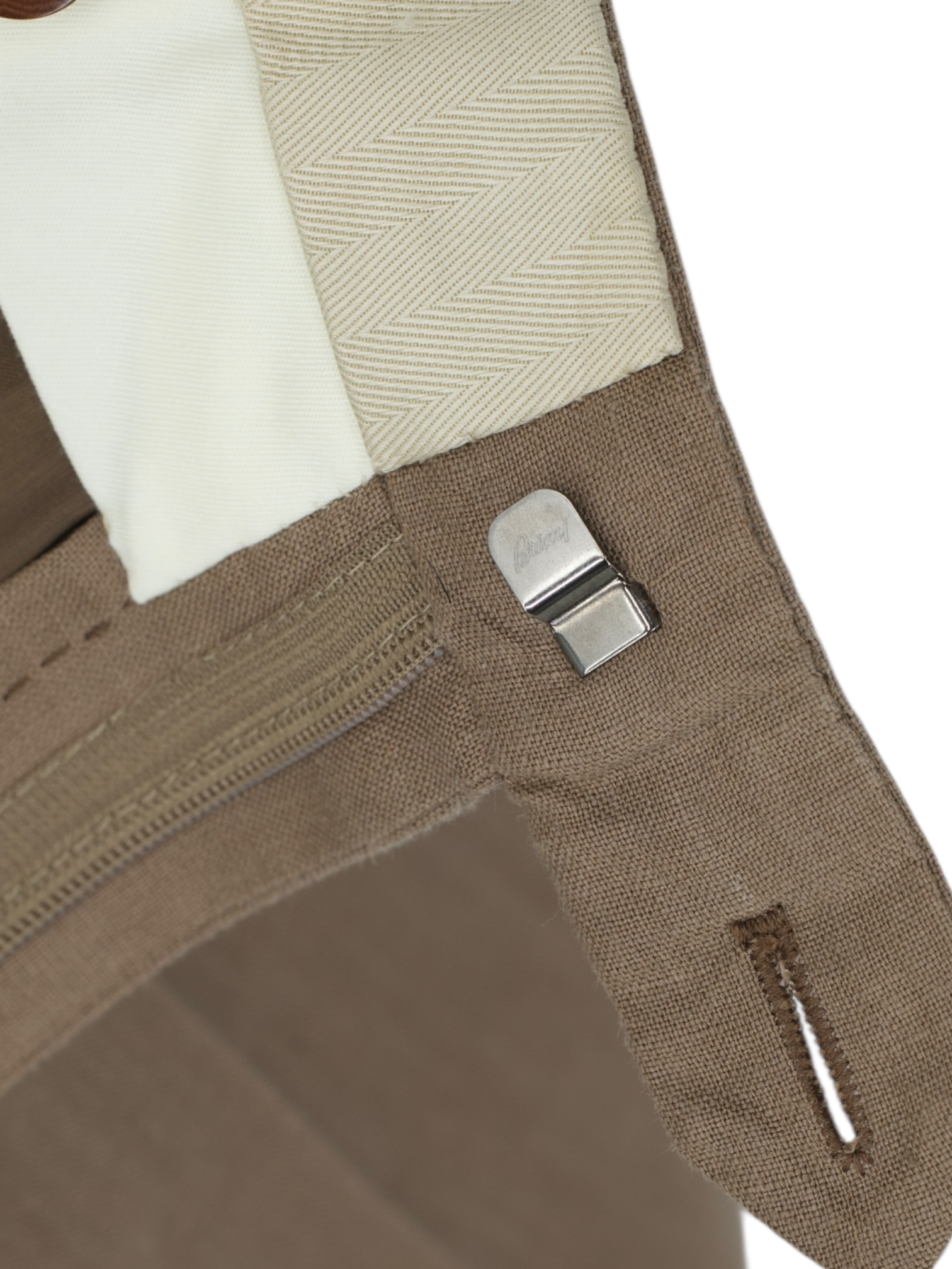 Brioni Light Brown Pure Linen "Eric Clapton" Pleated Trousers