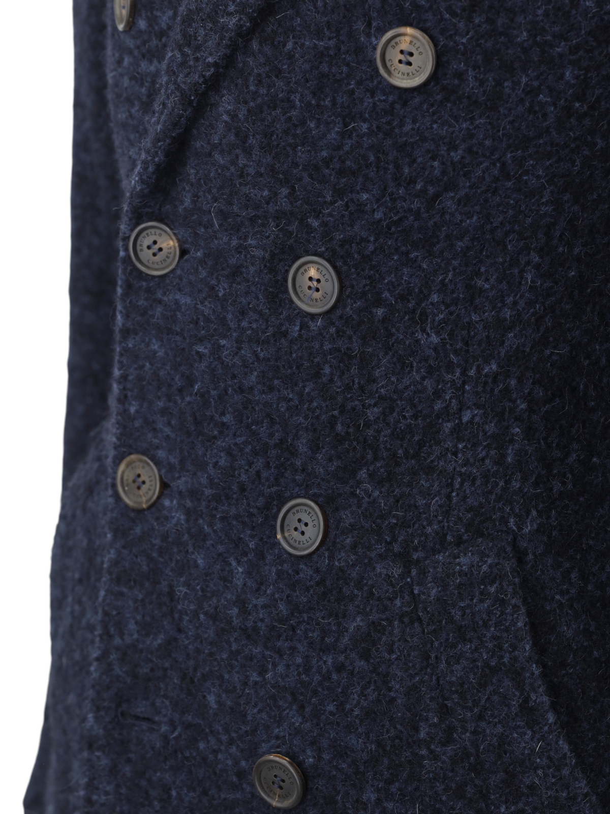 Brunello Cucinelli Dark Blue Plushy Alpaca-Blend Double Breasted Coat