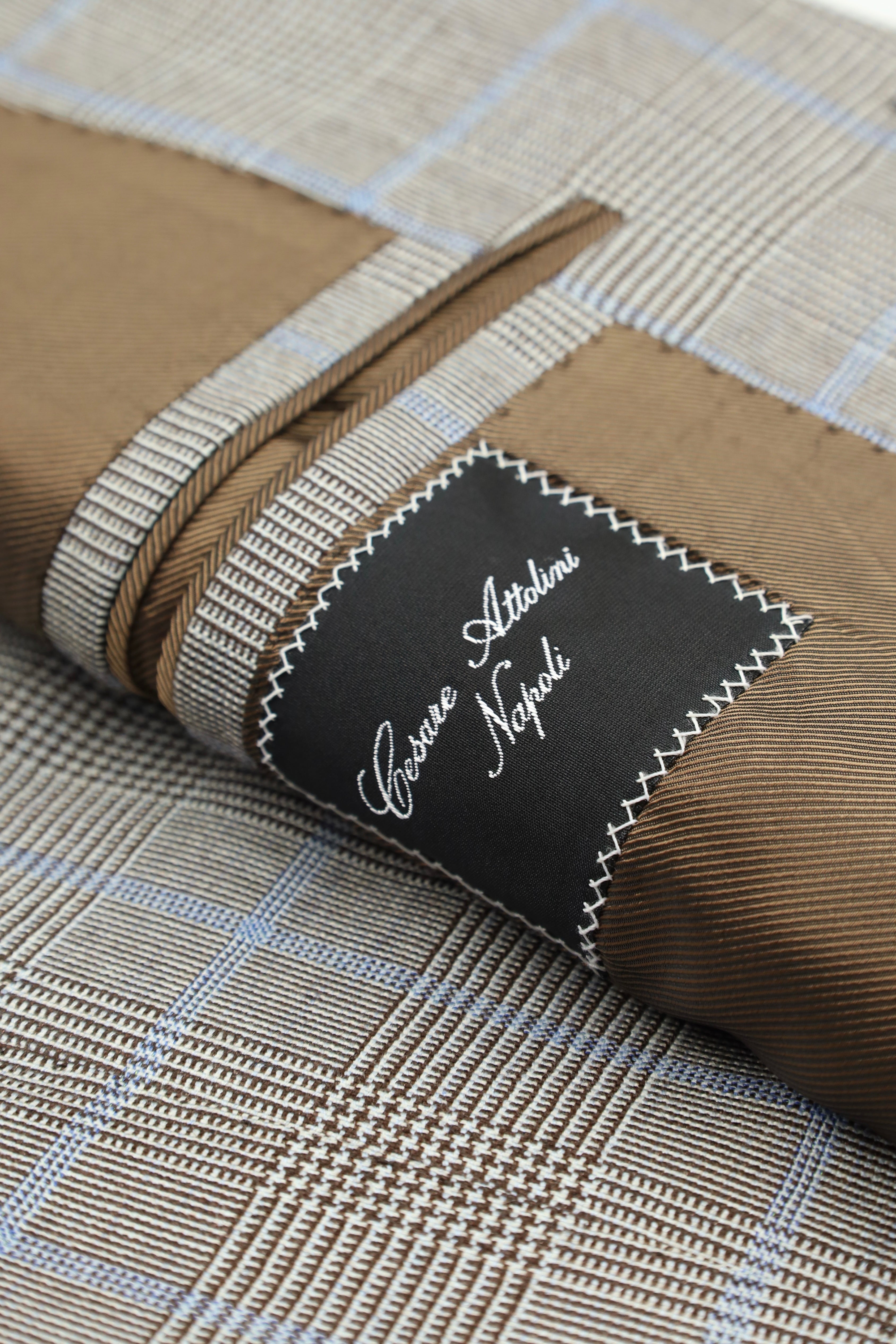 Cesare Attolini Grey Cashmere & Silk Prince of Wales Check Jacket