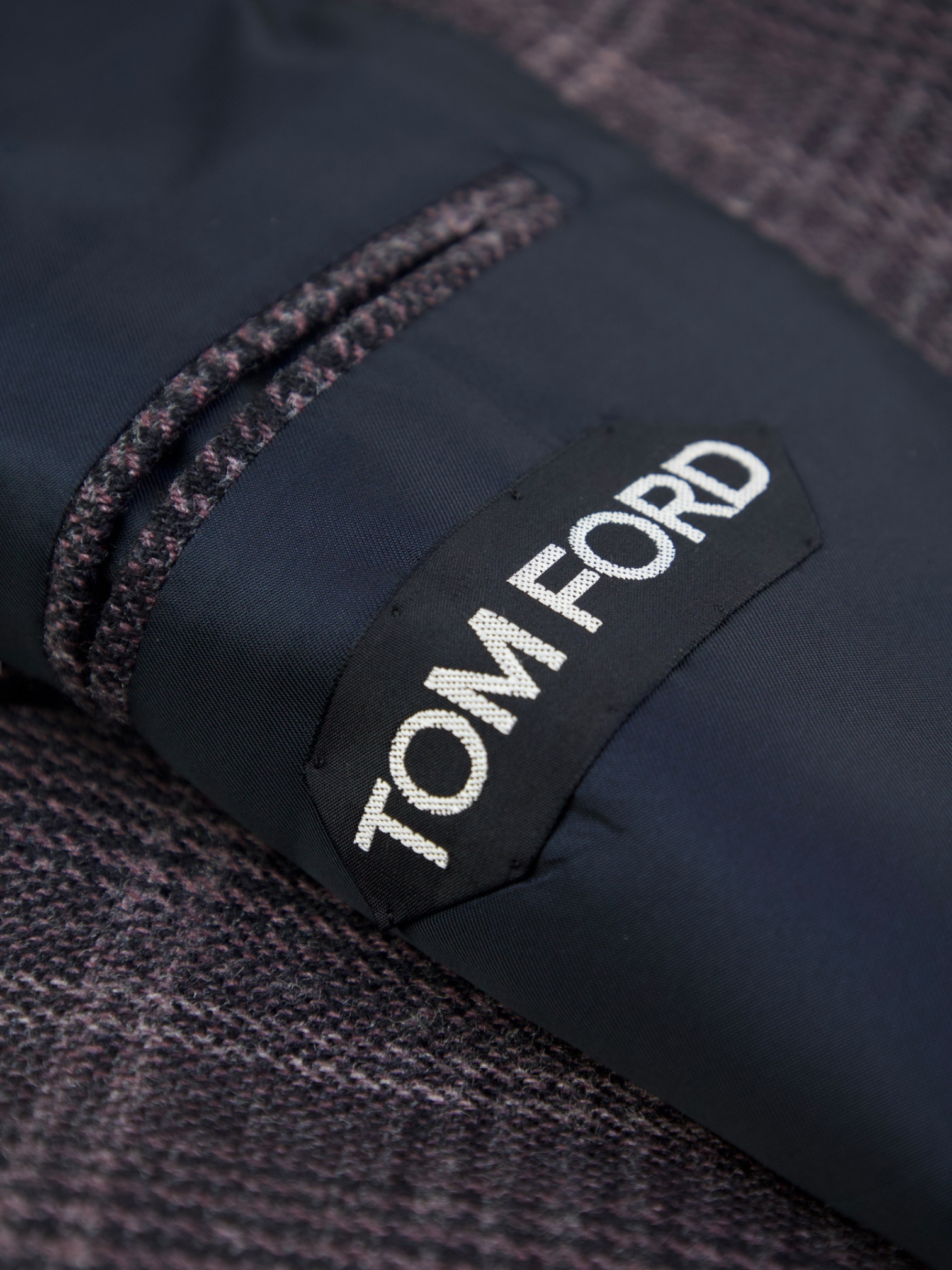 Tom Ford Dark Purple Wool & Silk Overcheck Windsor Jacket