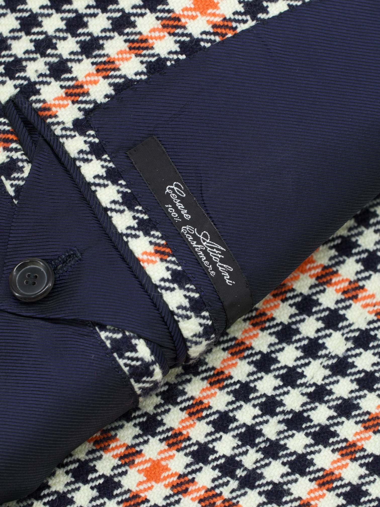 Cesare Attolini White & Orange Pure Cashmere Tartan Check Jacket