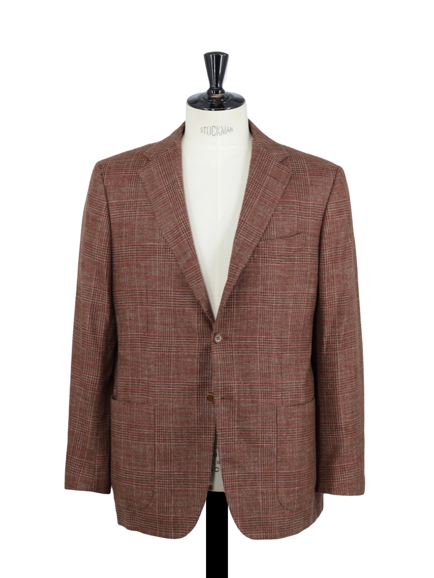 Kiton Burnt Orange Pure Cashmere Prince of Wales Jacket