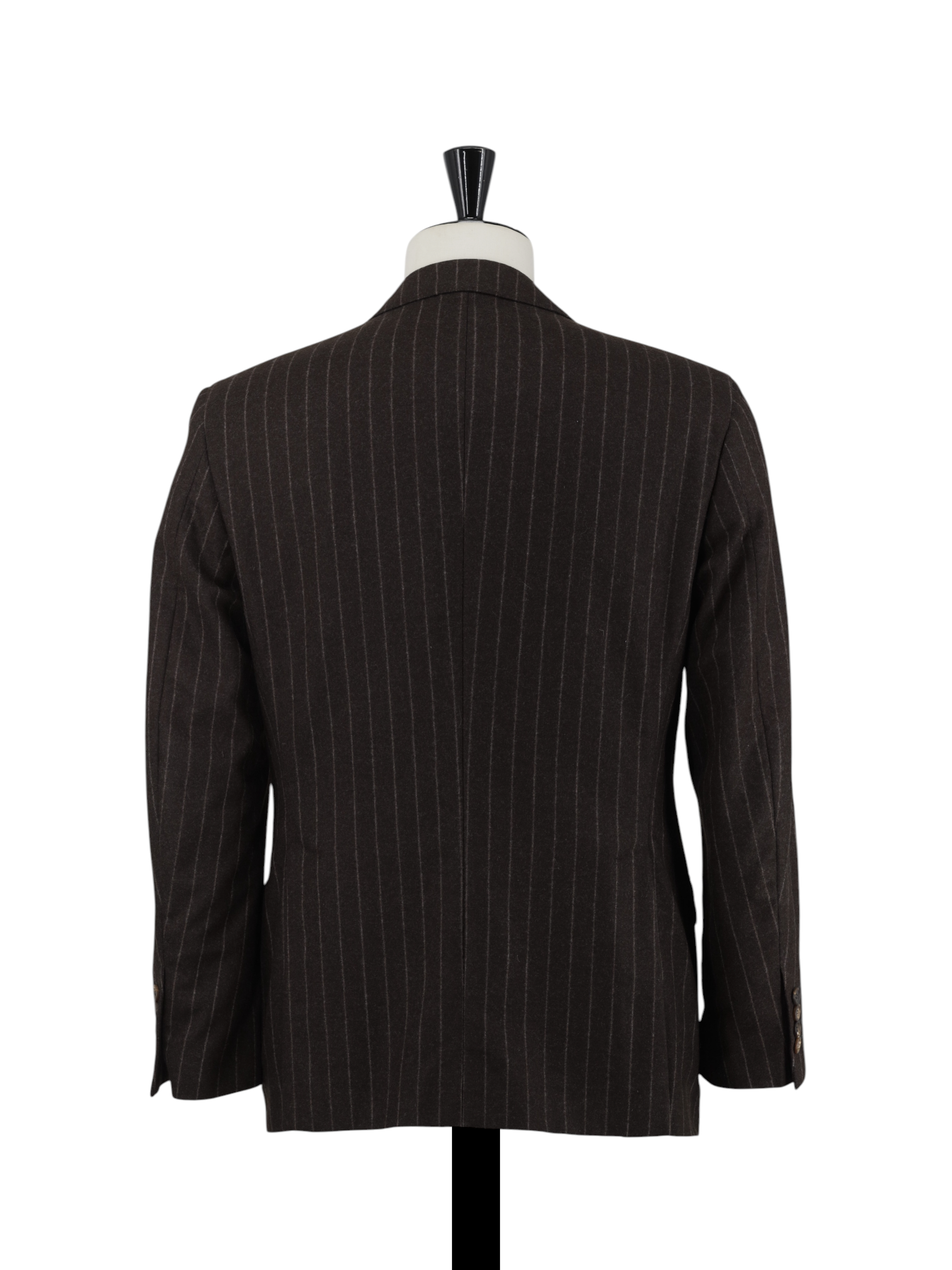 Brunello Cucinelli Chocolate Brown Wool & Cashmere Flannel Chalkstripe Jacket