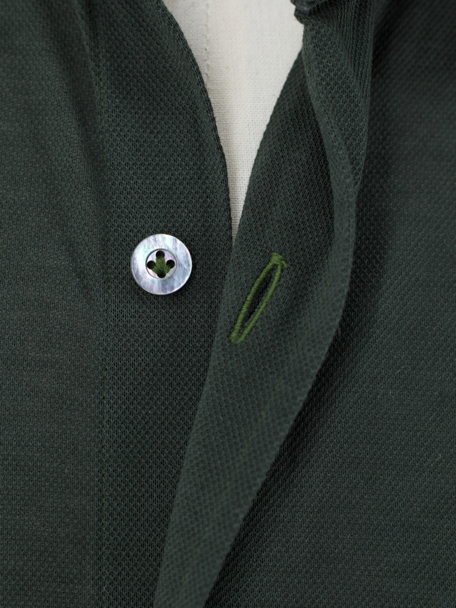 Fray Dark Green Knitted Pique-Cotton "Gabriel" Shirt