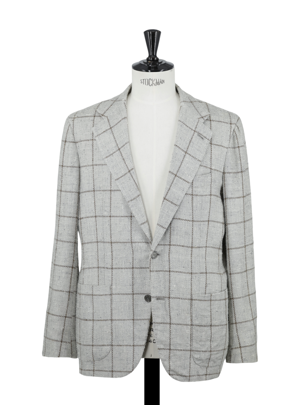 Kiton Taupe & Lichtbruin Zijde & Fleece-Wol Windowpane Jasje