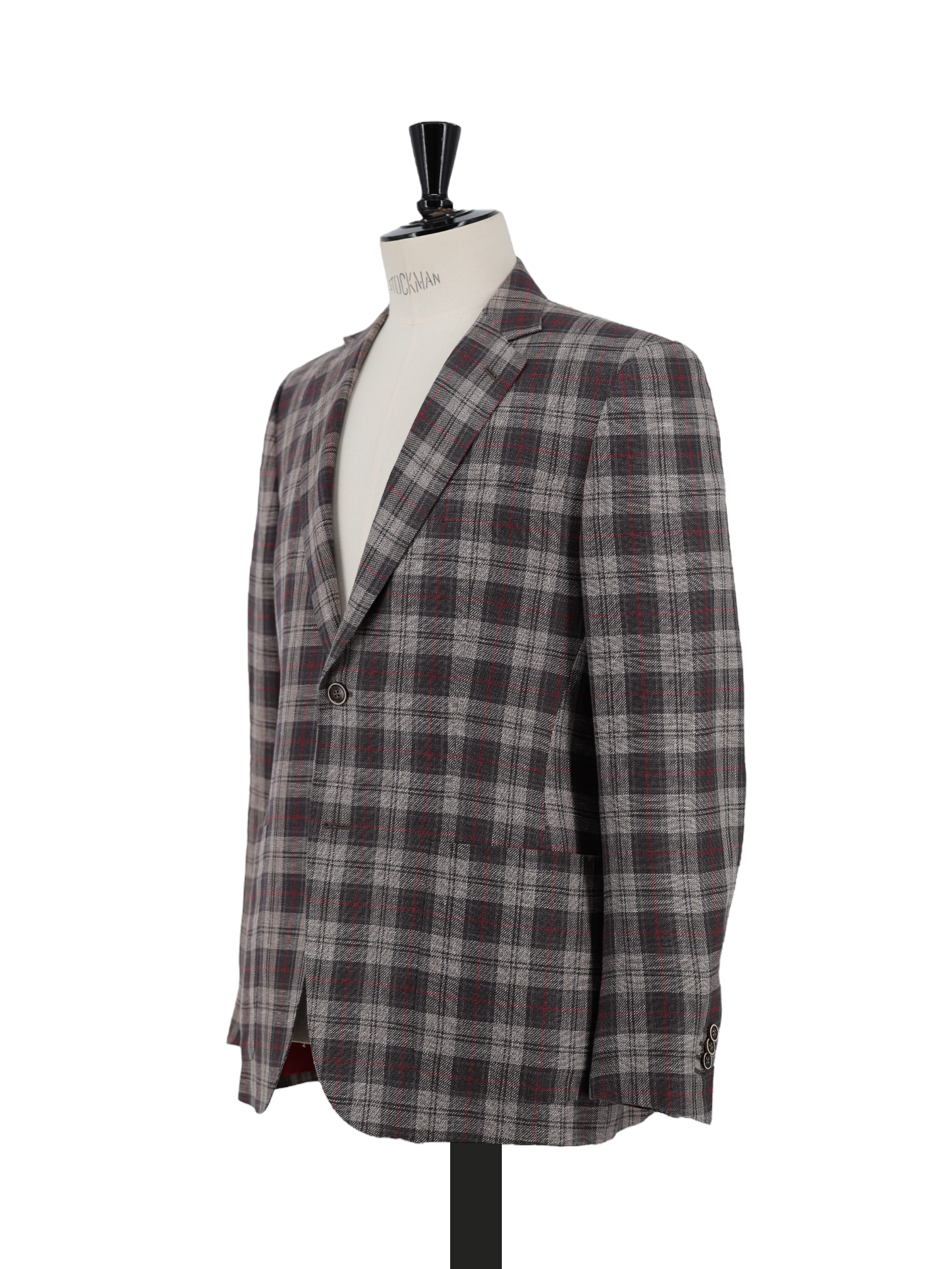 Ermenegildo Zegna Light Brown & Red Linen, Wool & Silk Tartan Mila Jacket