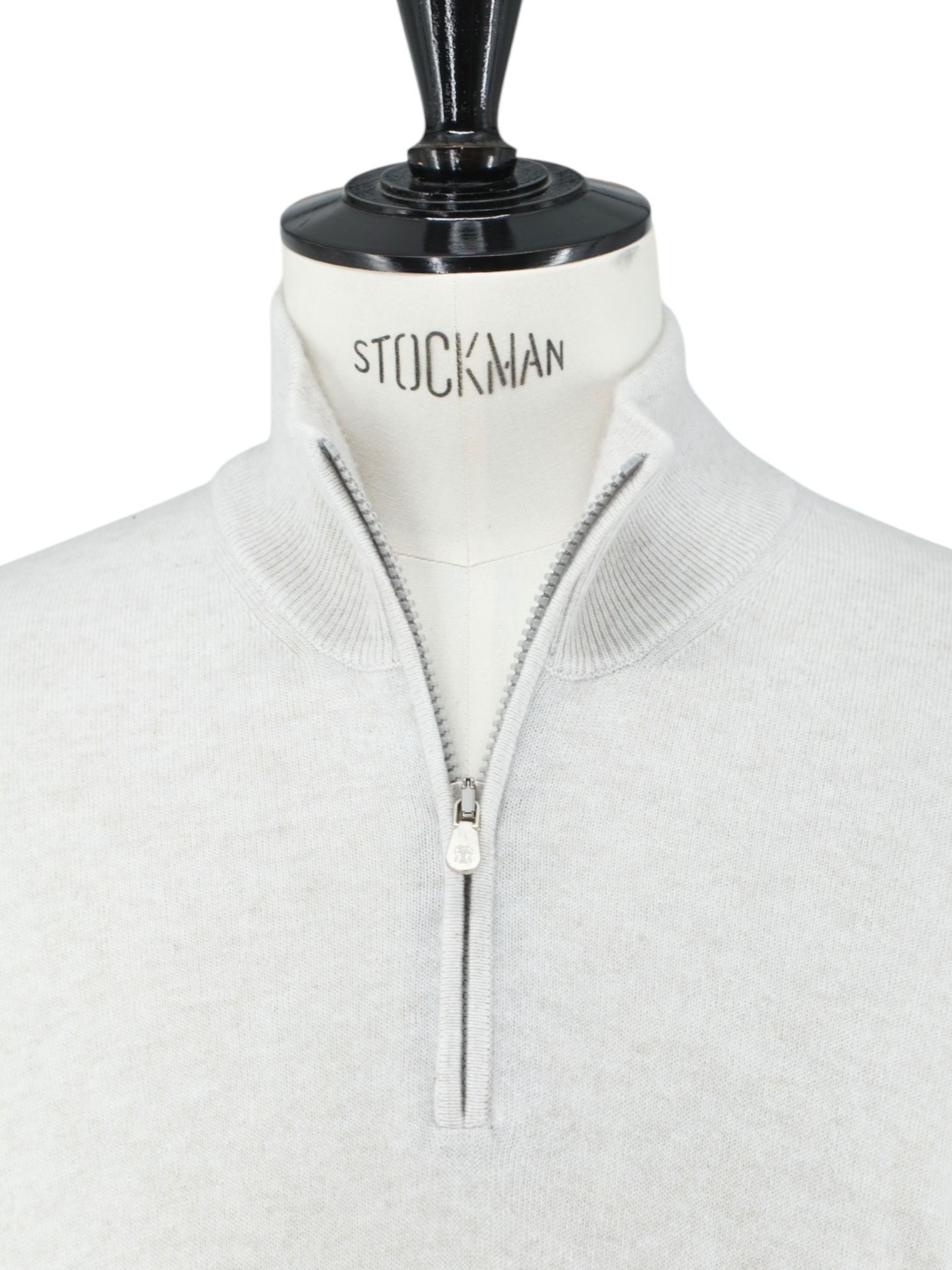 Brunello Cucinelli Light Grey Cashmere Half-Zip Sweater