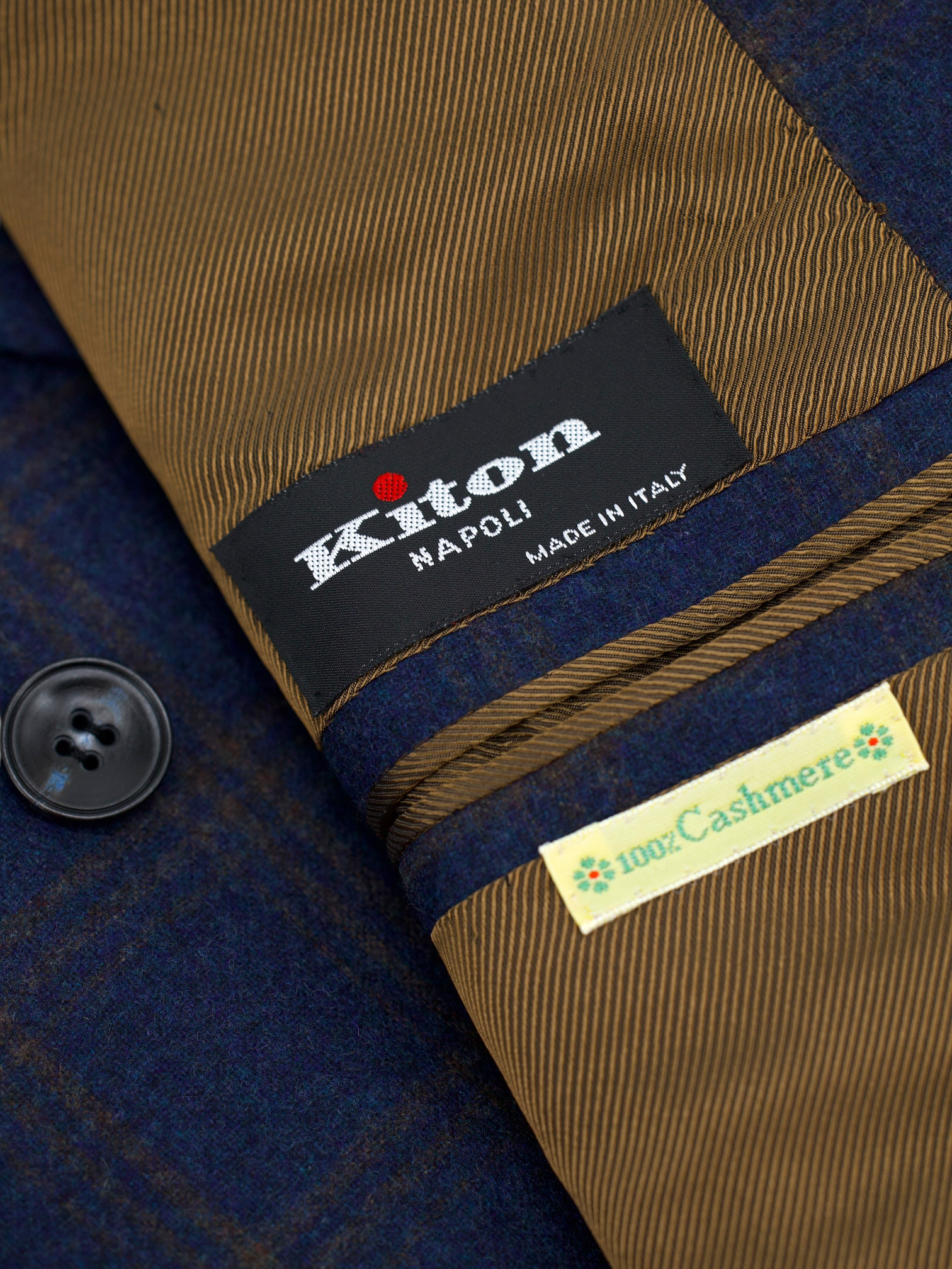 Kiton Dark Blue & Brown Pure Cashmere Double-Breasted "Evo" Jacket