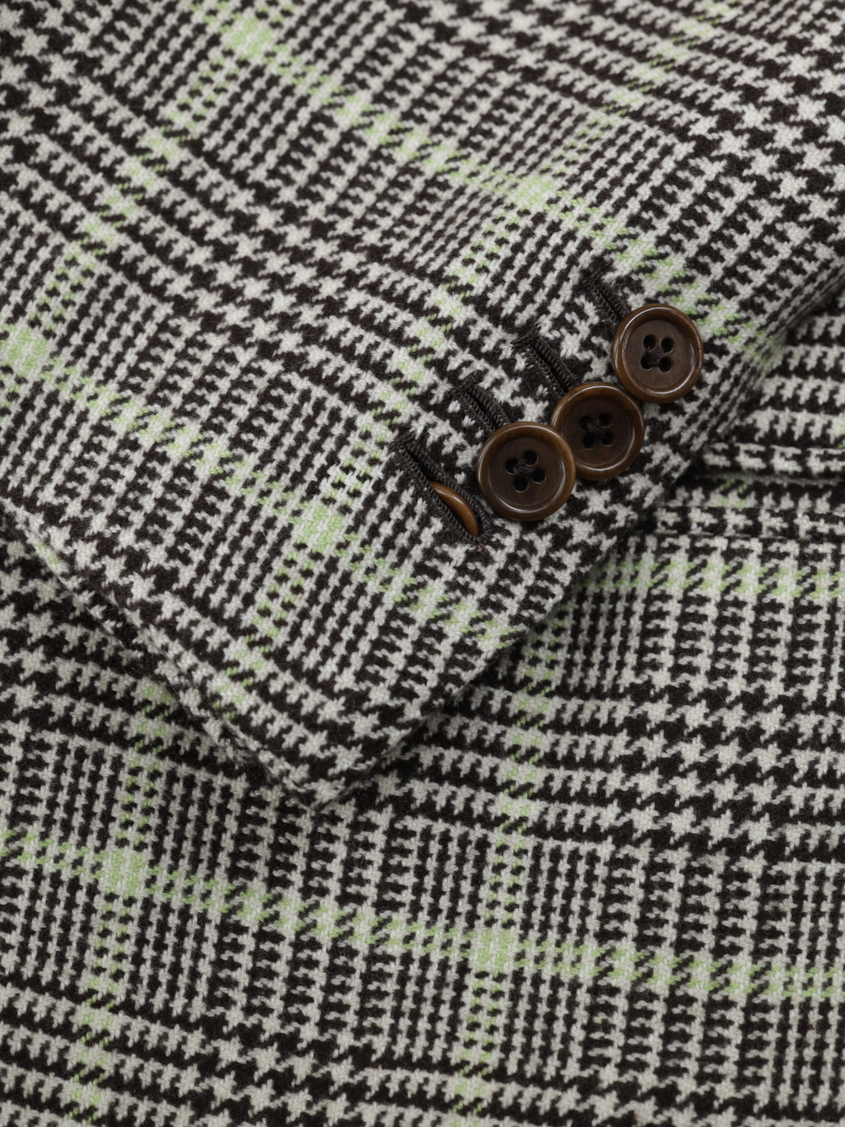 Luigi Borrelli Grey & Light Green Pure Cashmere Prince of Wales Jacket
