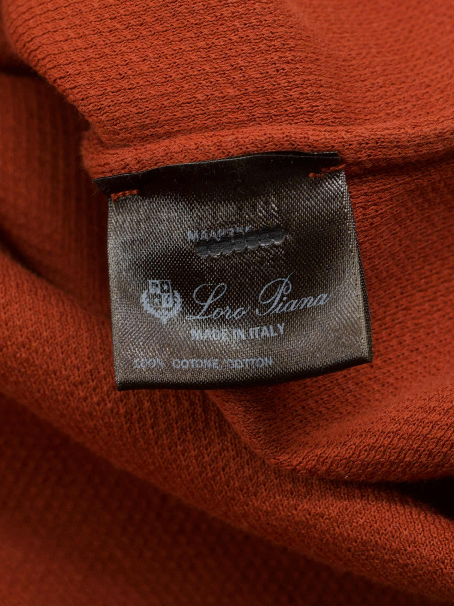Loro Piana Terracotta Cotton Piqué Long-Sleeve Pop-Over Shirt