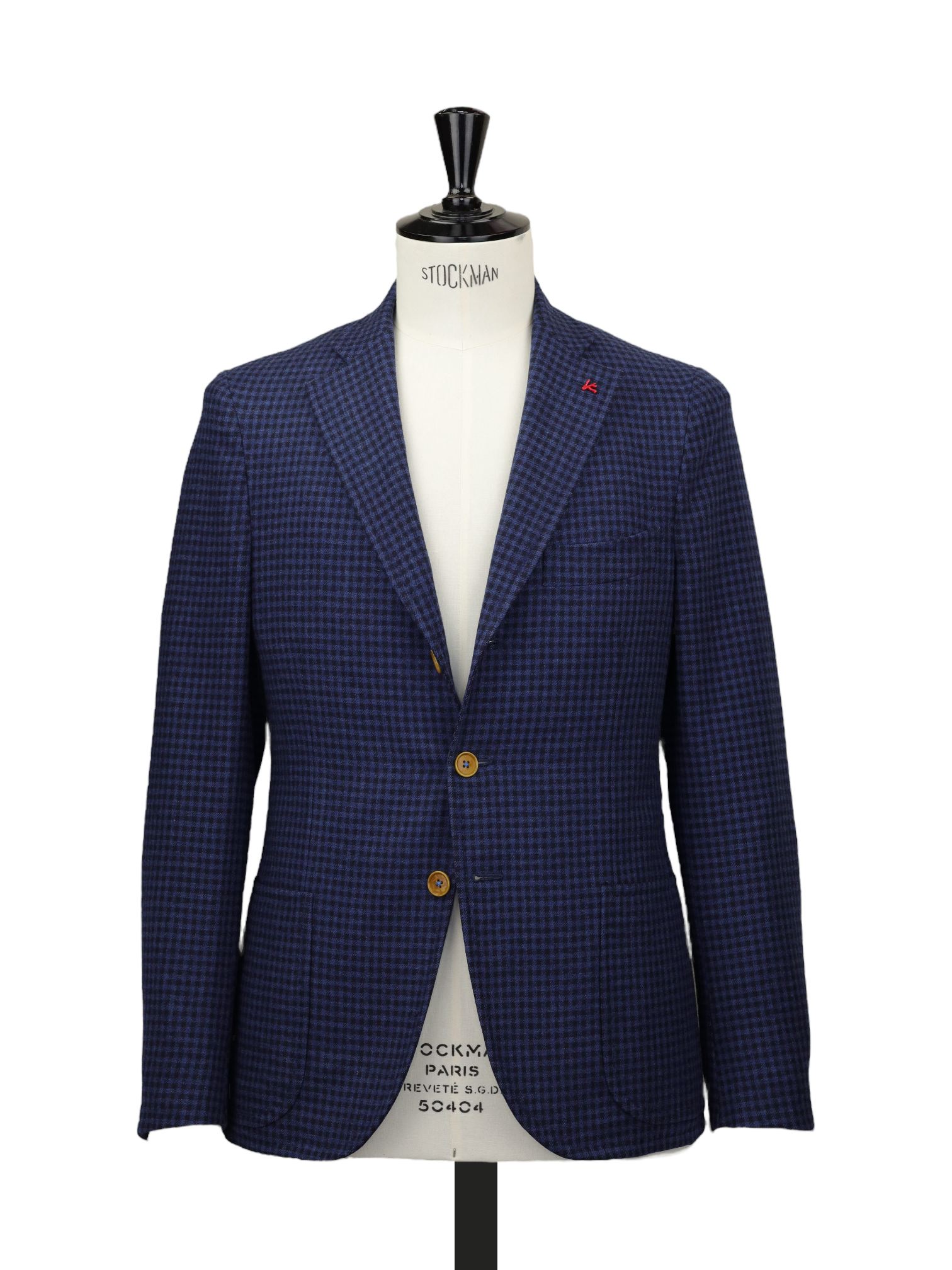 Isaia Blue Wool & Cashmere Gingham-Check Country Jacket