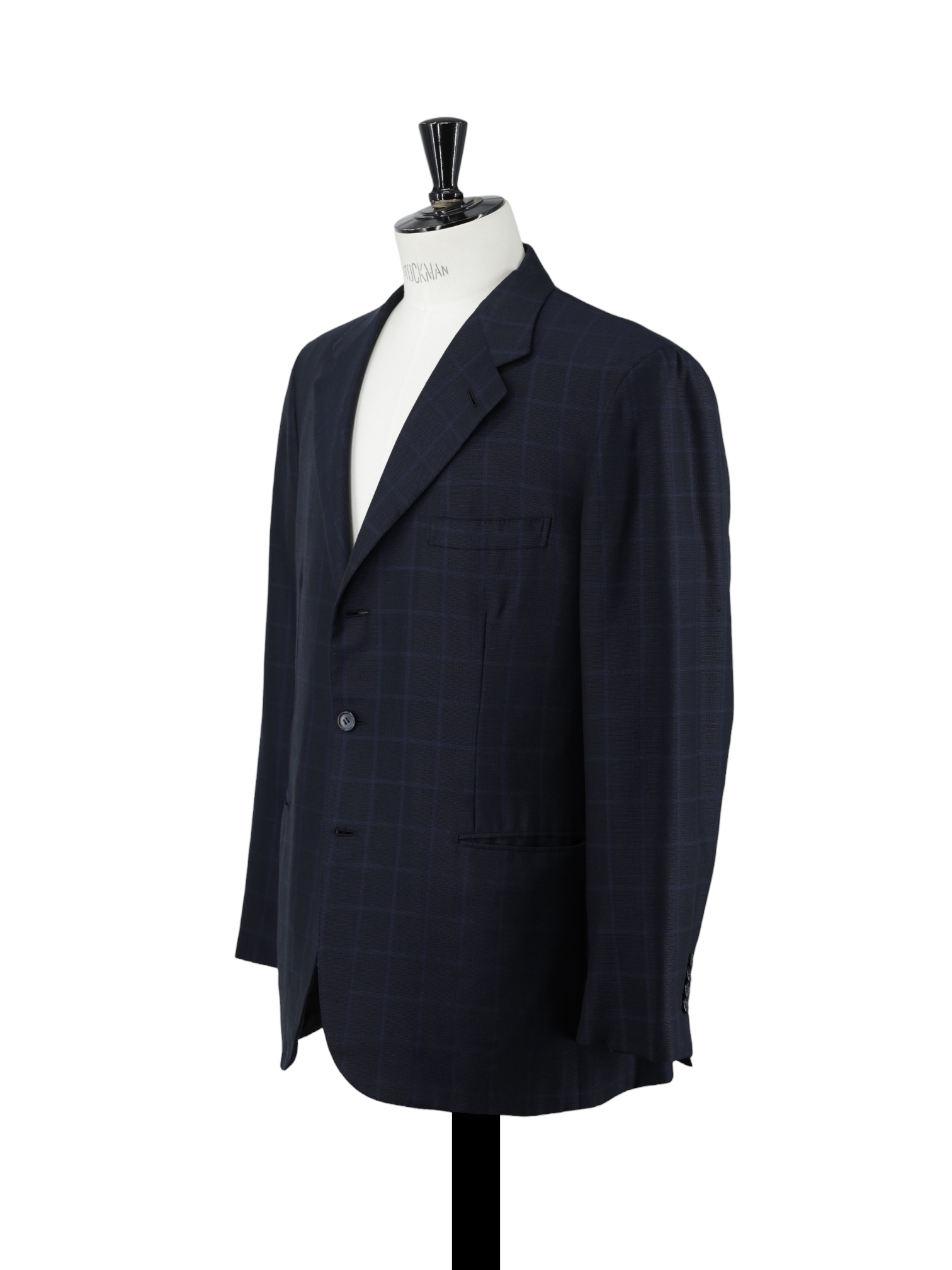 Brioni Dark Blue Wool-Silk Blend Windowpane Senato Jacket