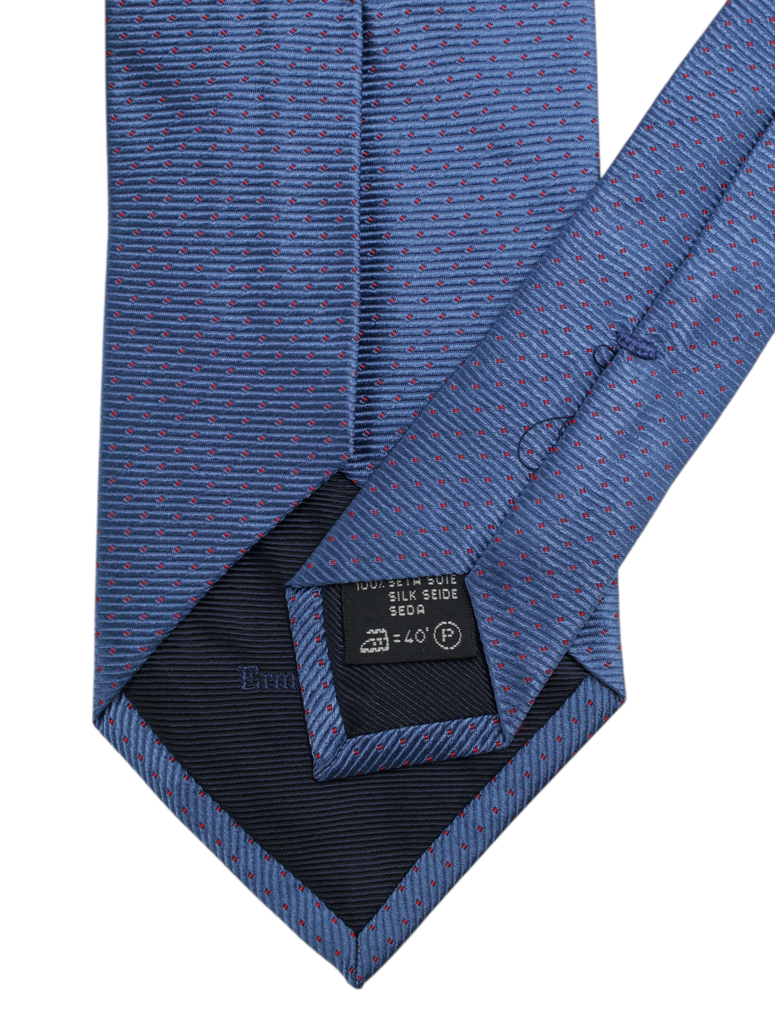 Ermenegildo Zegna Steel Blue & Red Silk Micro Polka-Dot Tie