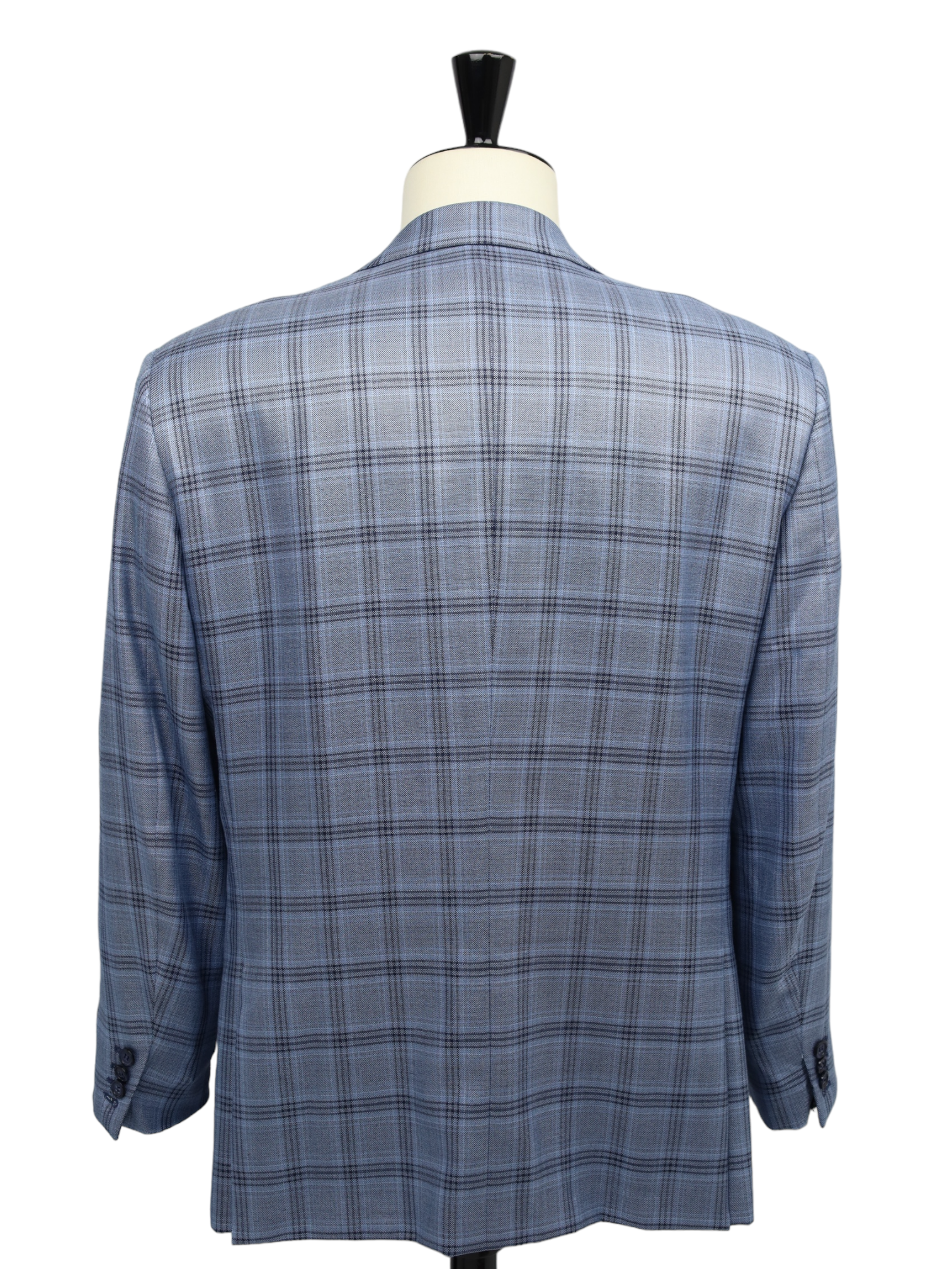 Brioni Slate Blue Parlamento Silk & Wool Overcheck Jacket