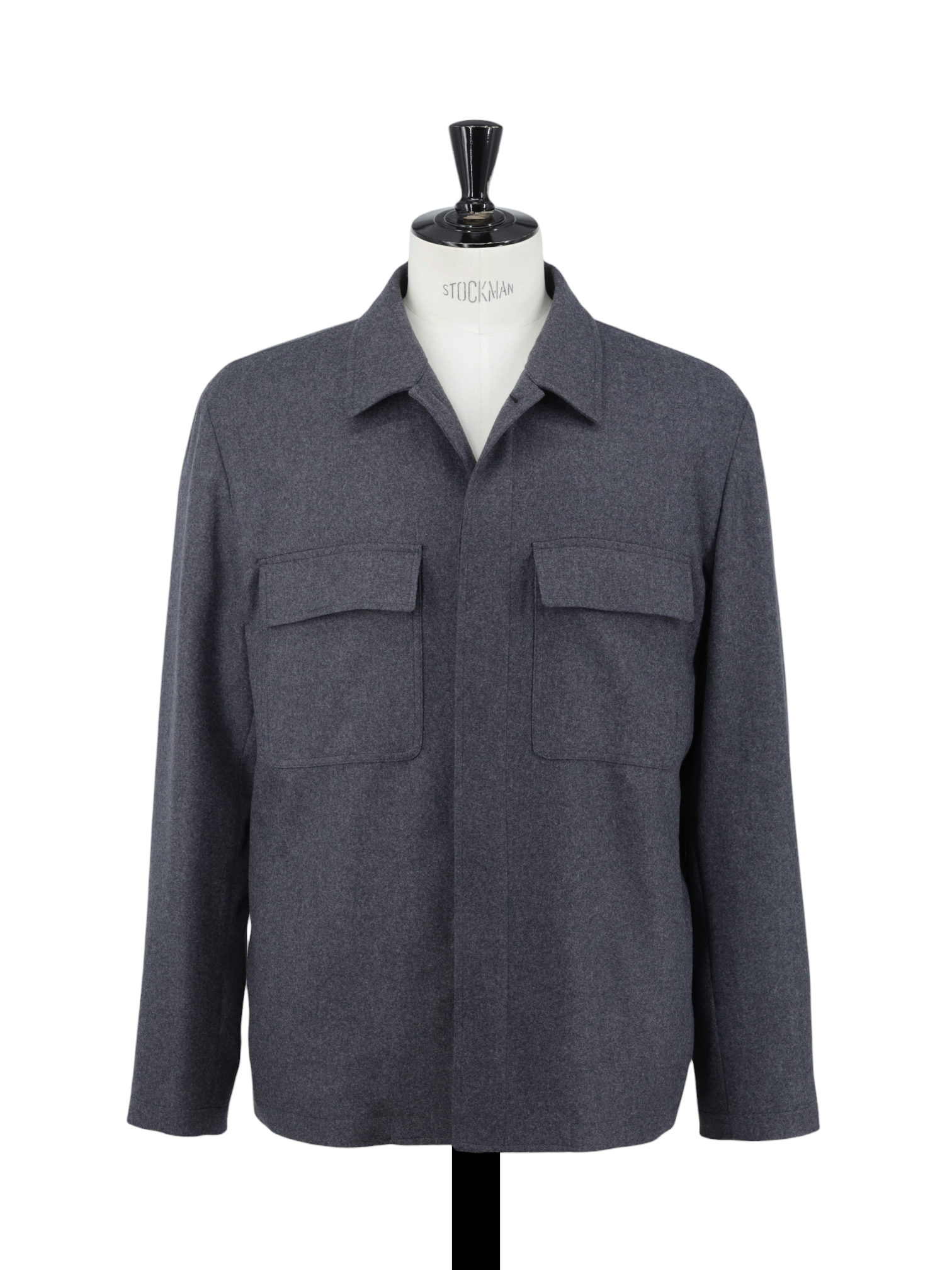Lardini Dark Grey Wool & Cashmere Flannel Overshirt
