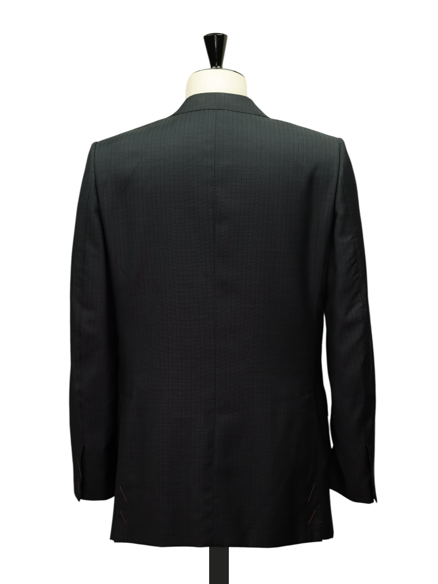 Ermenegildo Zegna Couture Dark Grey Handmade Wool & Silk Striped Suit