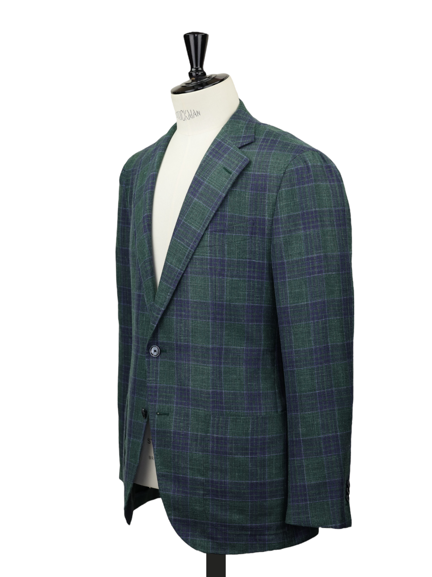 Caruso Bottle Green & Blue Wool, Silk & Linen "Summertime" Aida Jacket