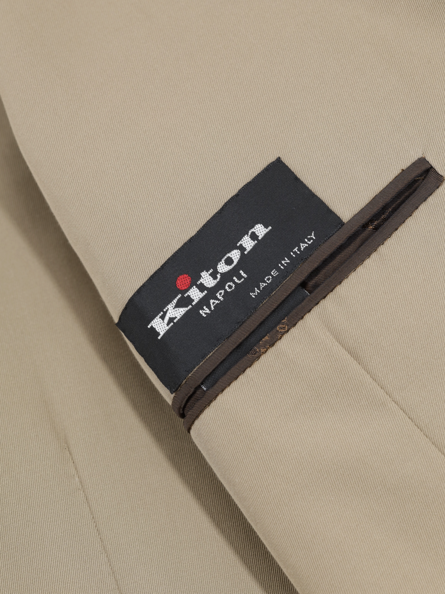 Kiton Khaki Pure Cotton-Twill Sartorial Summer Suit