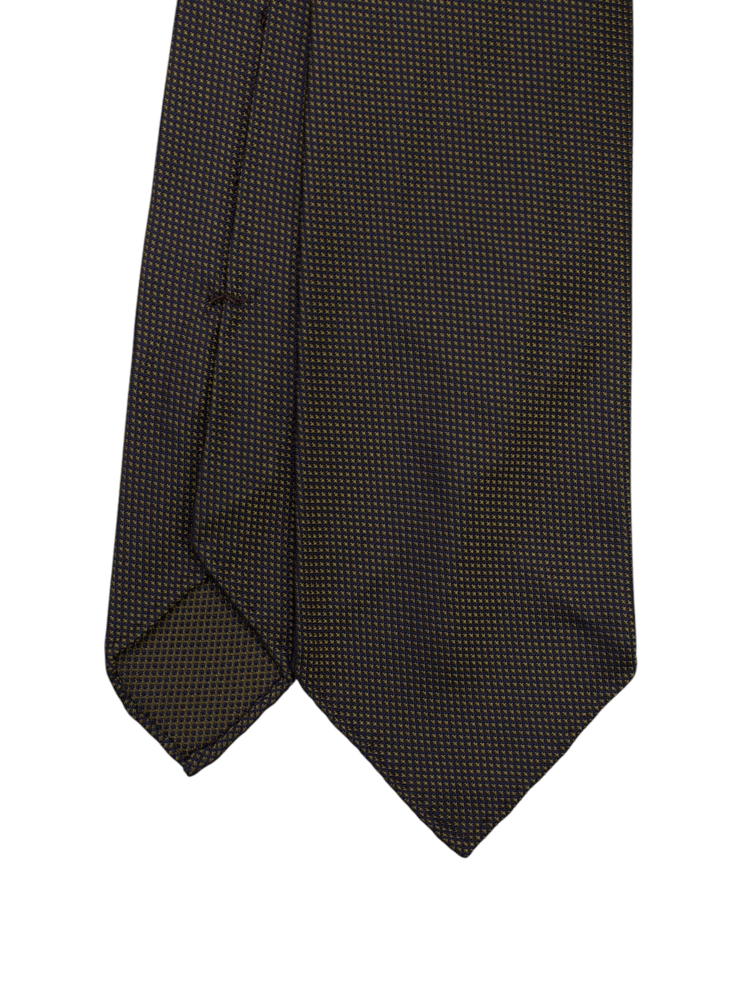 Kiton 5-Fold Dark Taupe Handrolled Silk Micro-Pattern Tie