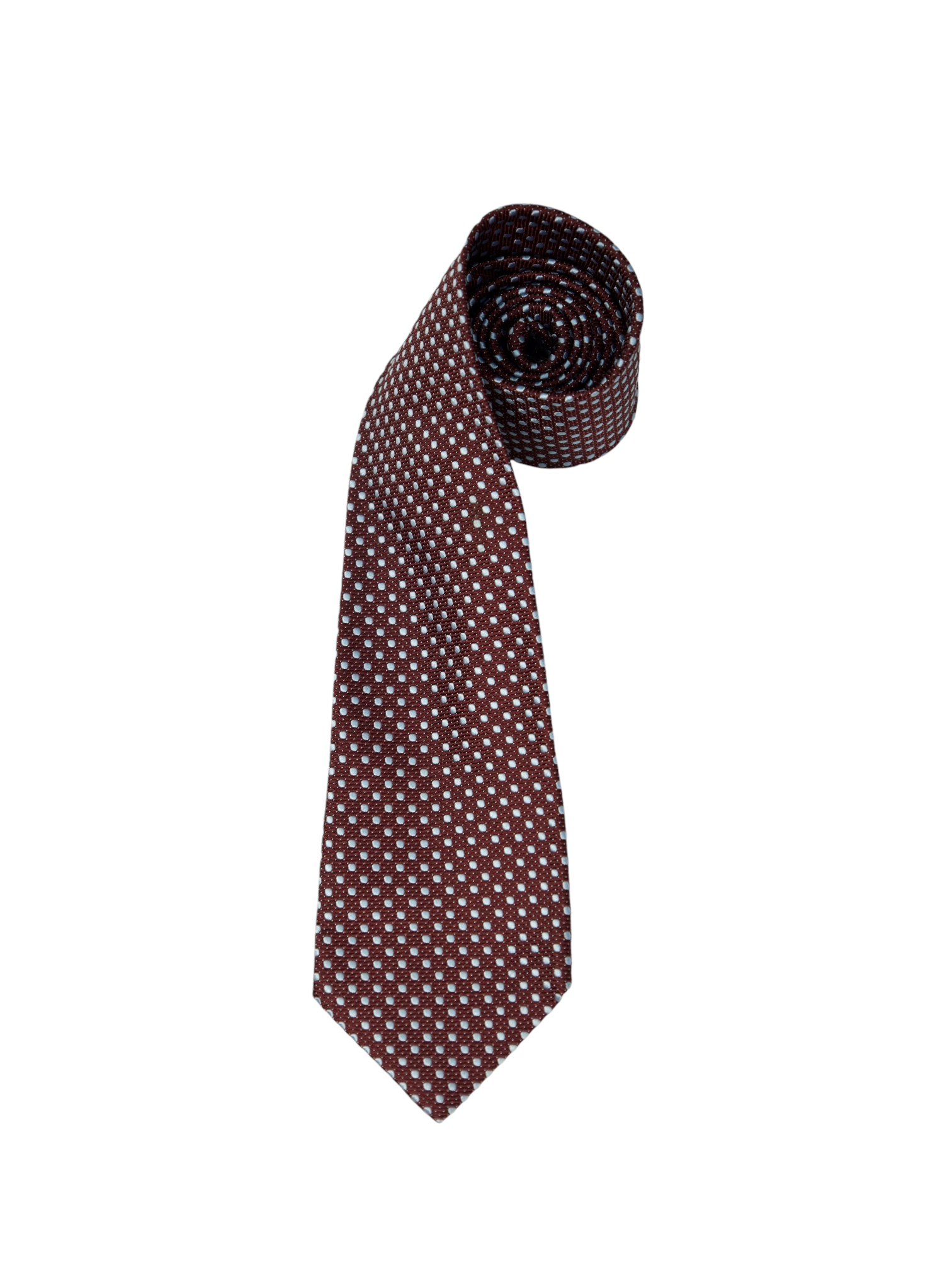 Ermenegildo Zegna Burgundy Silk Polka Dot Tie