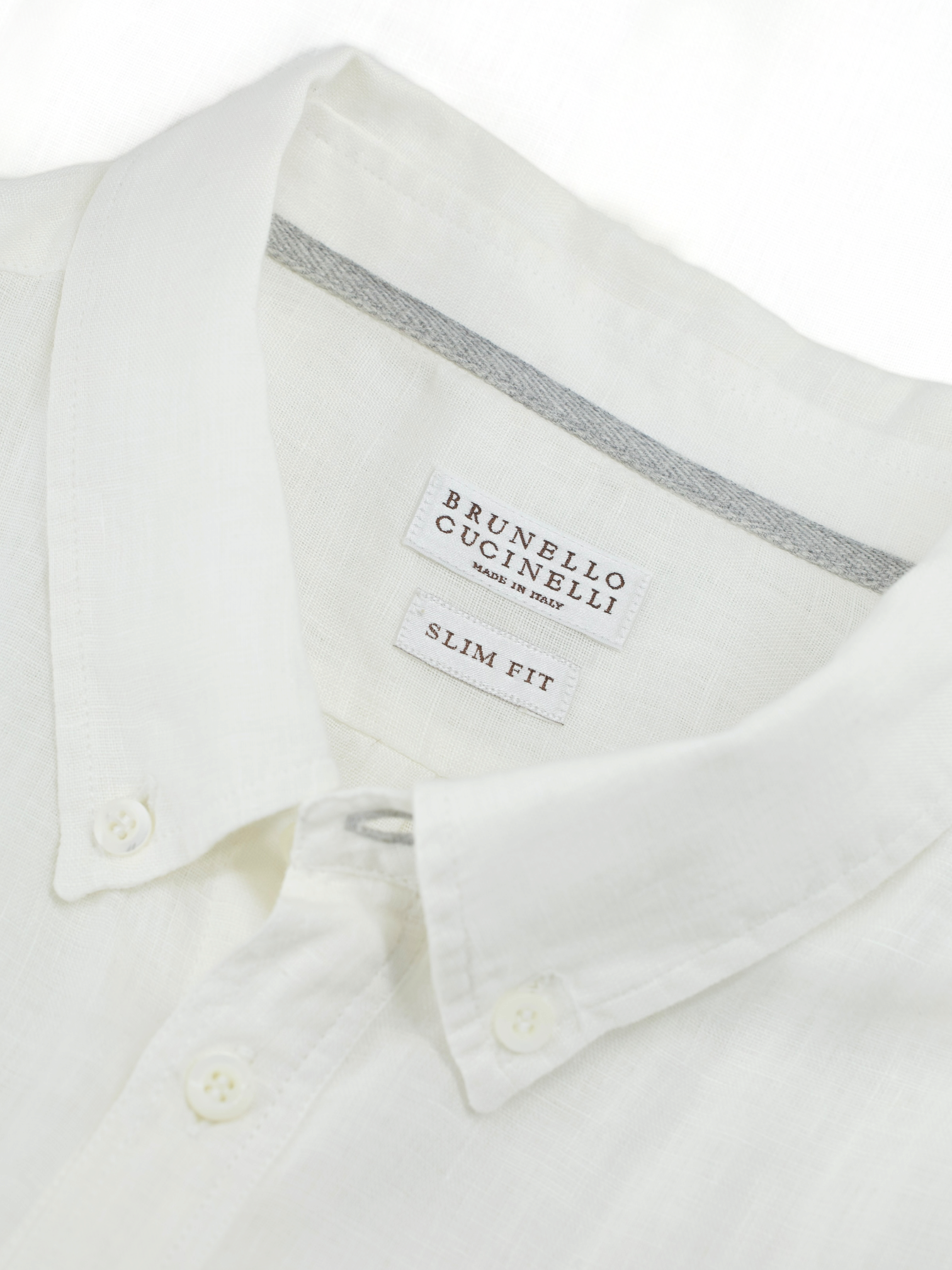Brunello Cucinelli White Pure Linen Button-Down Summer Shirt