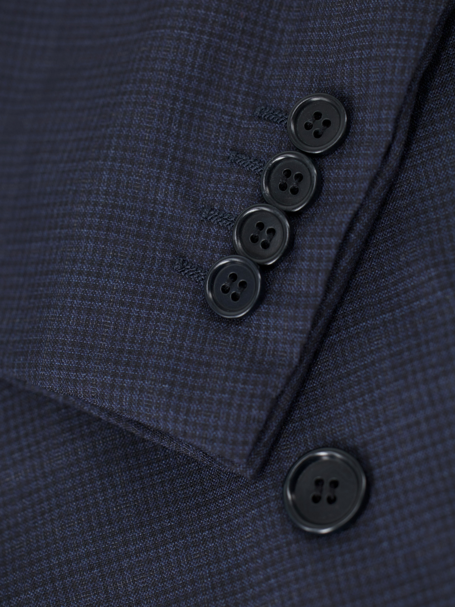 Kiton Navy Super 180's Double Breasted Micro-Pattern Jacket