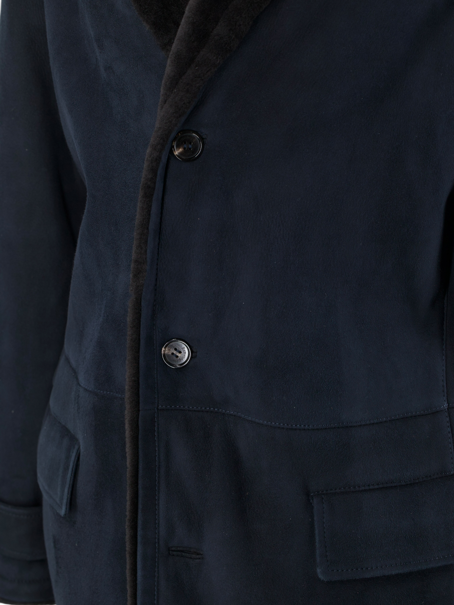 Ermenegildo Zegna Navy Lambskin Suède Lammy Coat