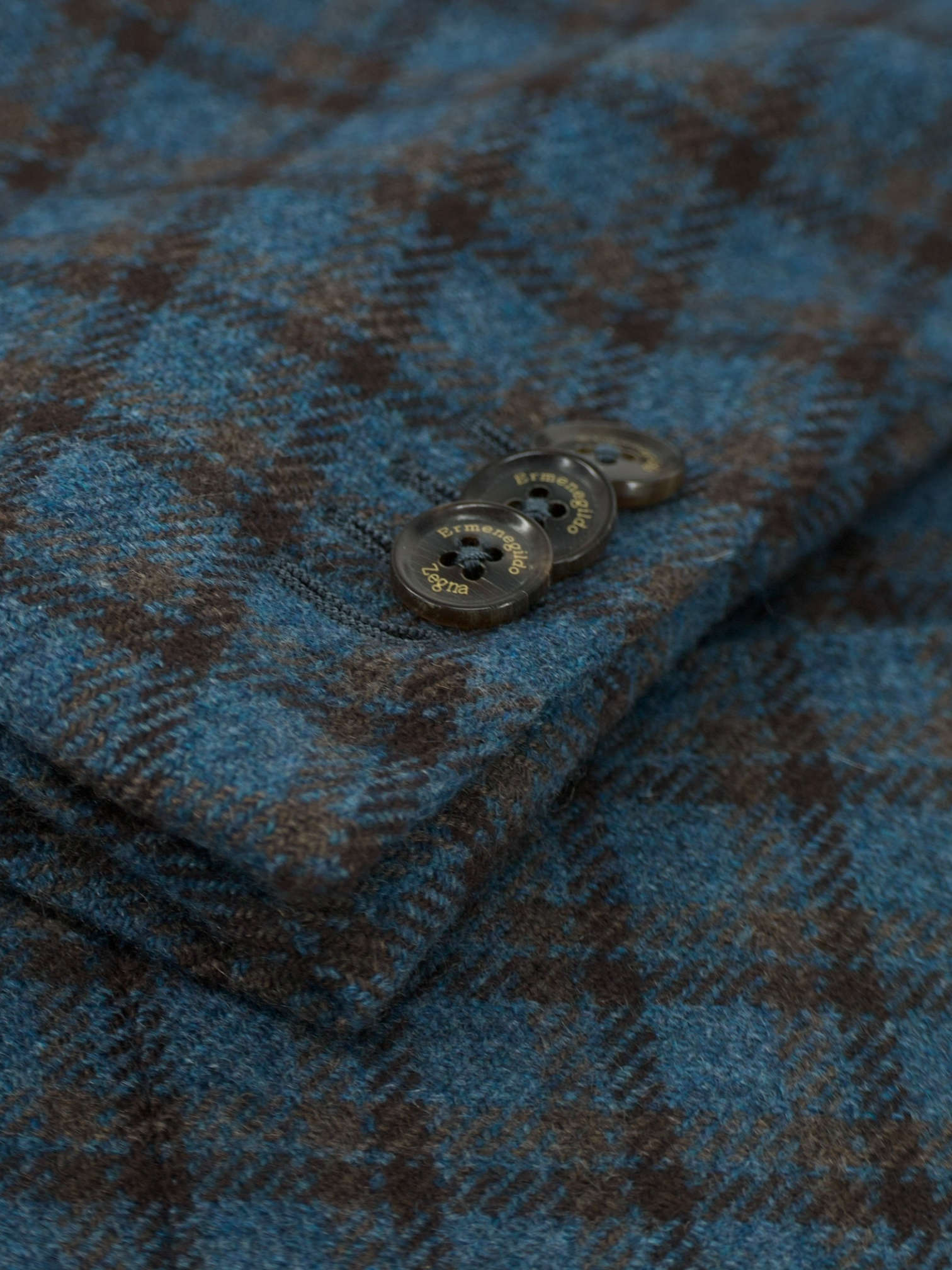Ermenegildo Zegna Petrol & Brown Pure Cashmere Checkered Jacket
