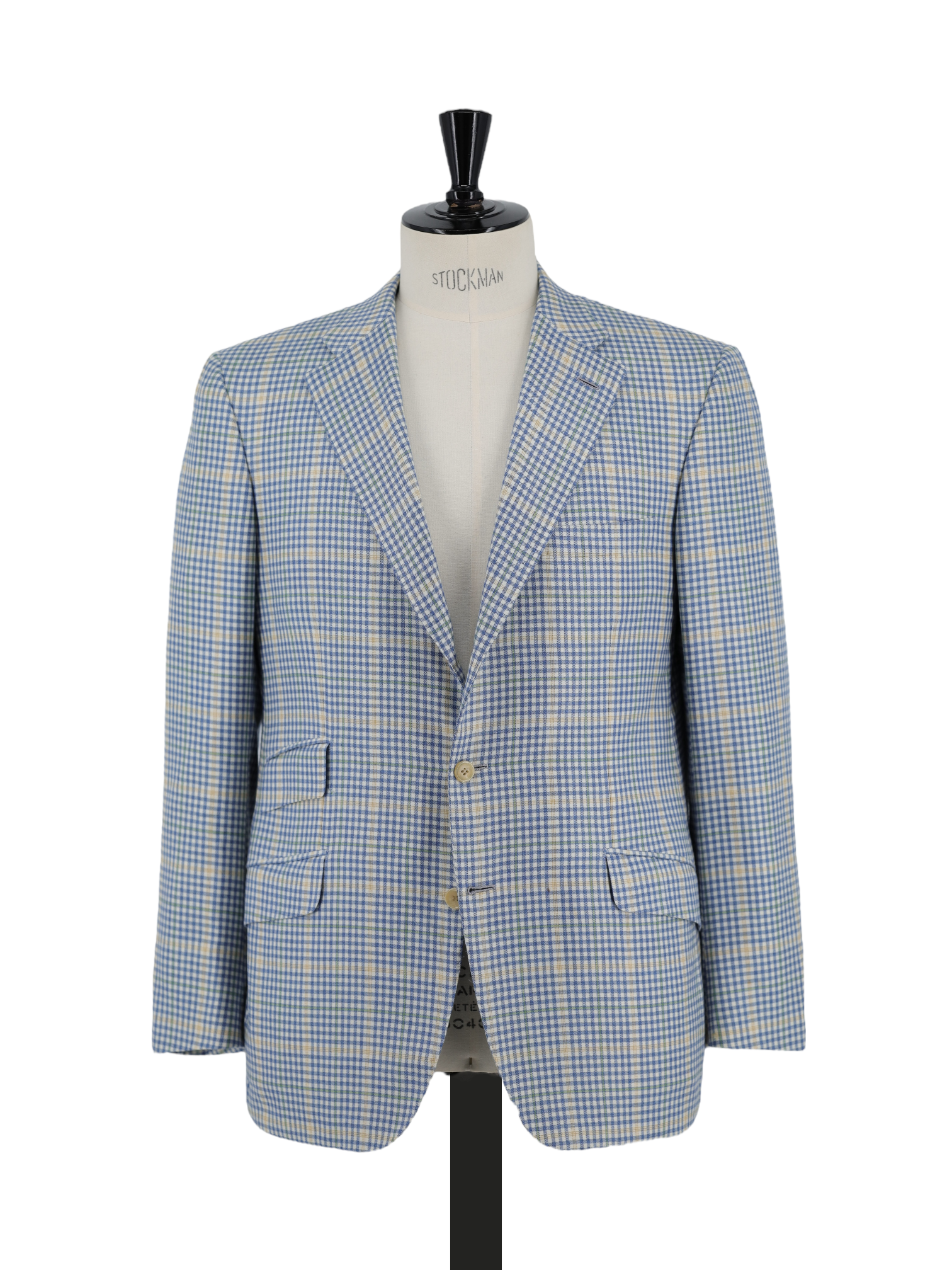 Brioni Light Blue & Yellow Cashmere & Silk Overcheck "Chigi" Jacket