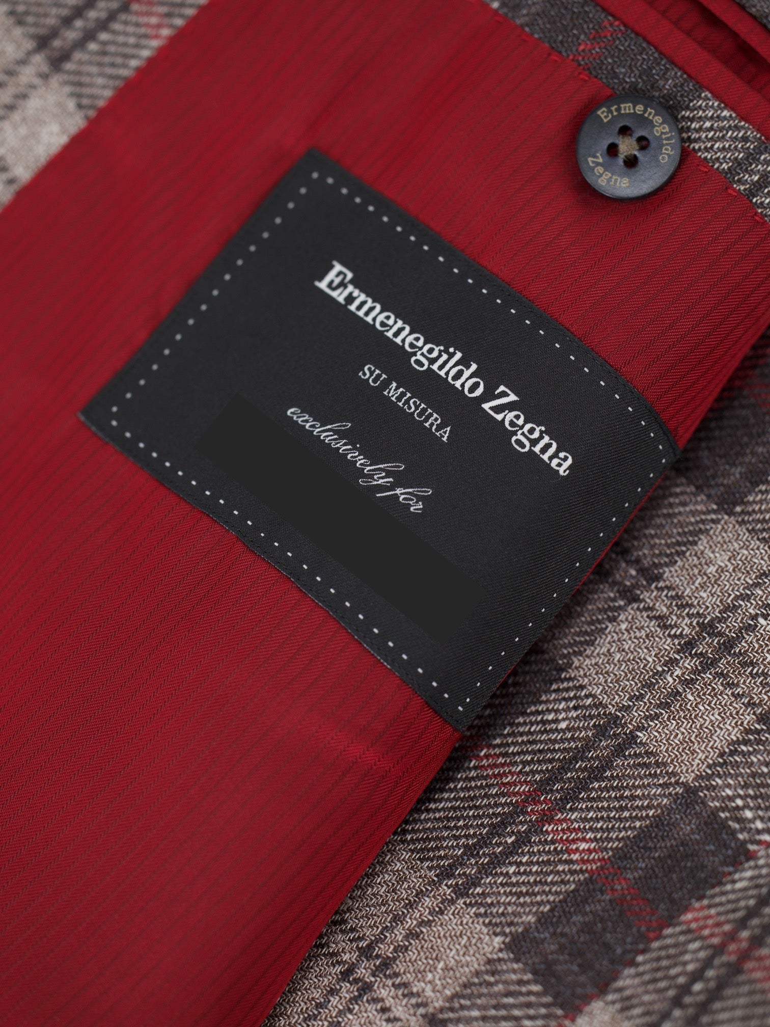 Ermenegildo Zegna Light Brown & Red Linen, Wool & Silk Tartan Mila Jacket