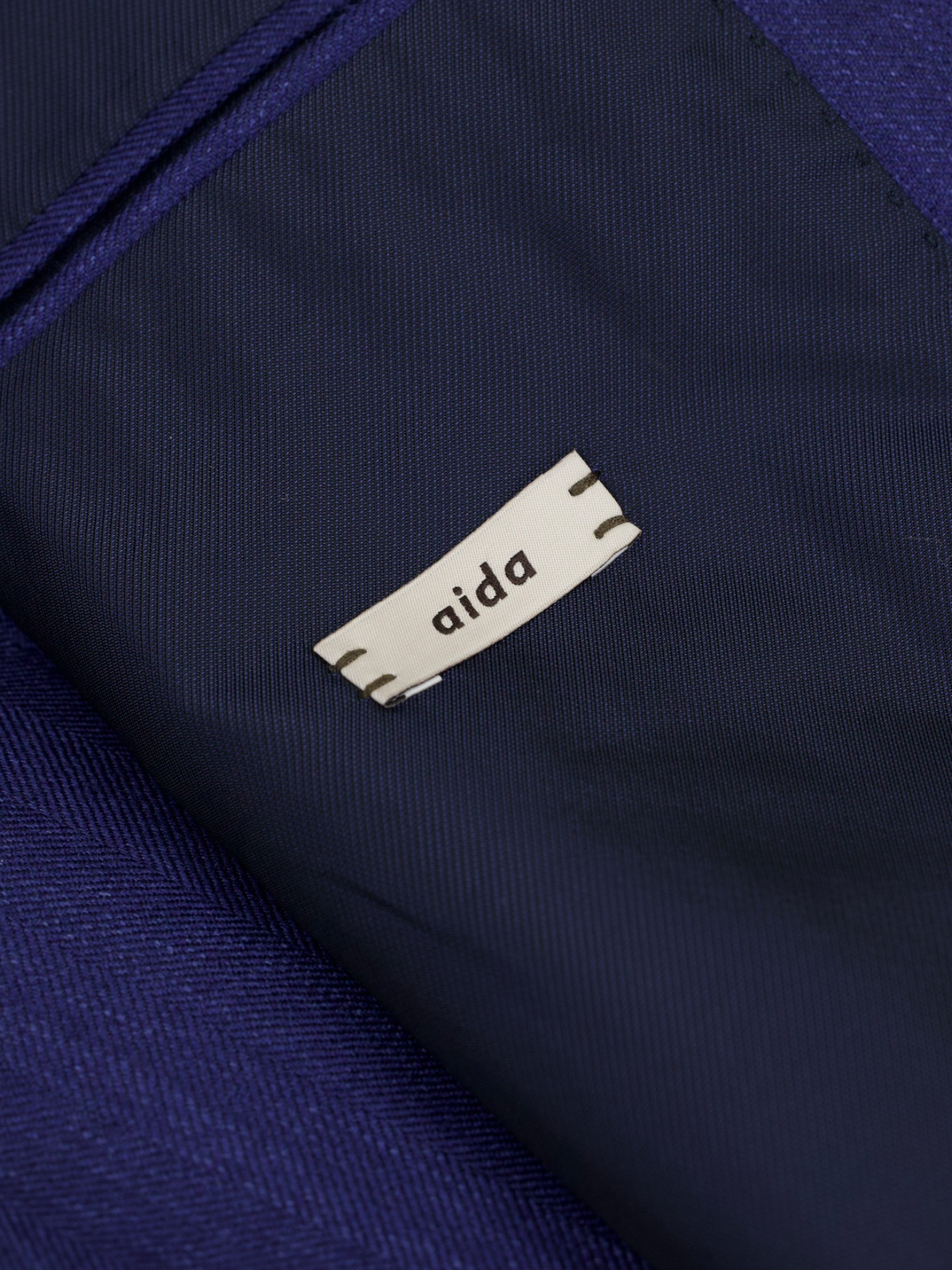 Caruso Azure Blue Wool, Silk & Linen Herringbone "Aida" Jacket